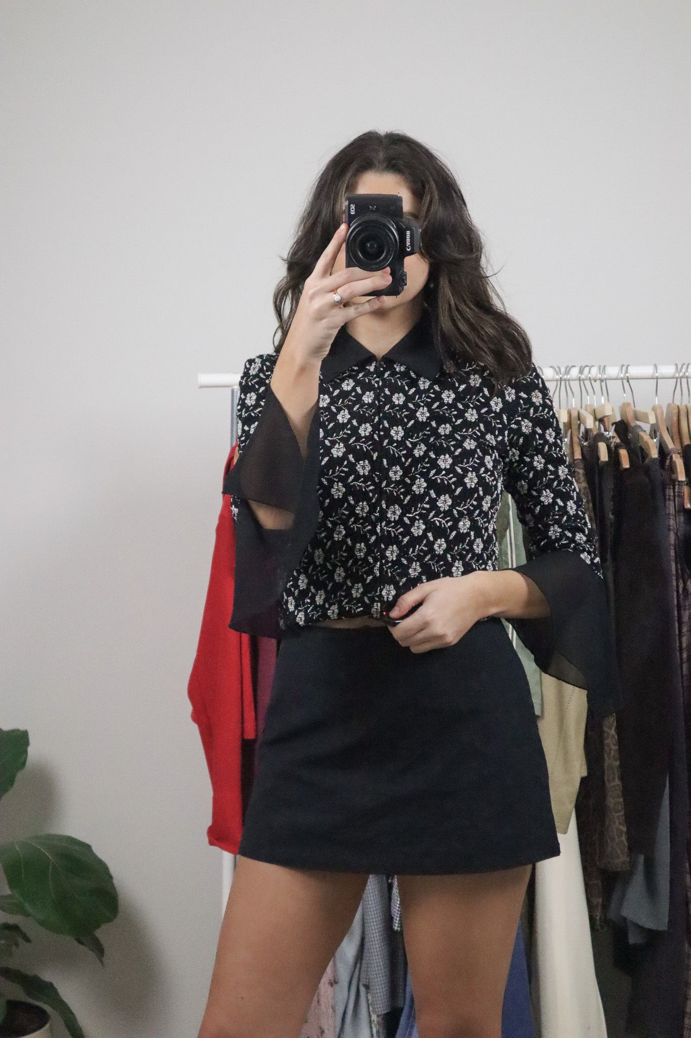 Vintage x Zip-Up Lace Collar Blouse (S)