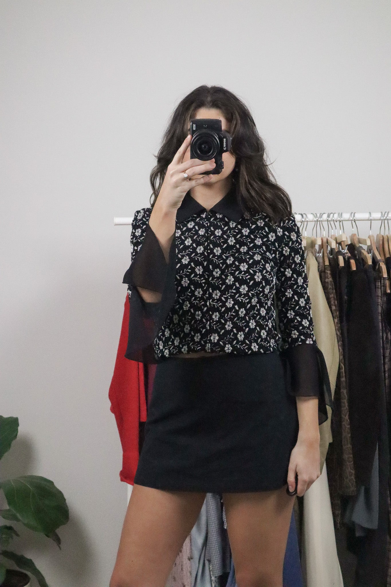 Vintage x Zip-Up Lace Collar Blouse (S)