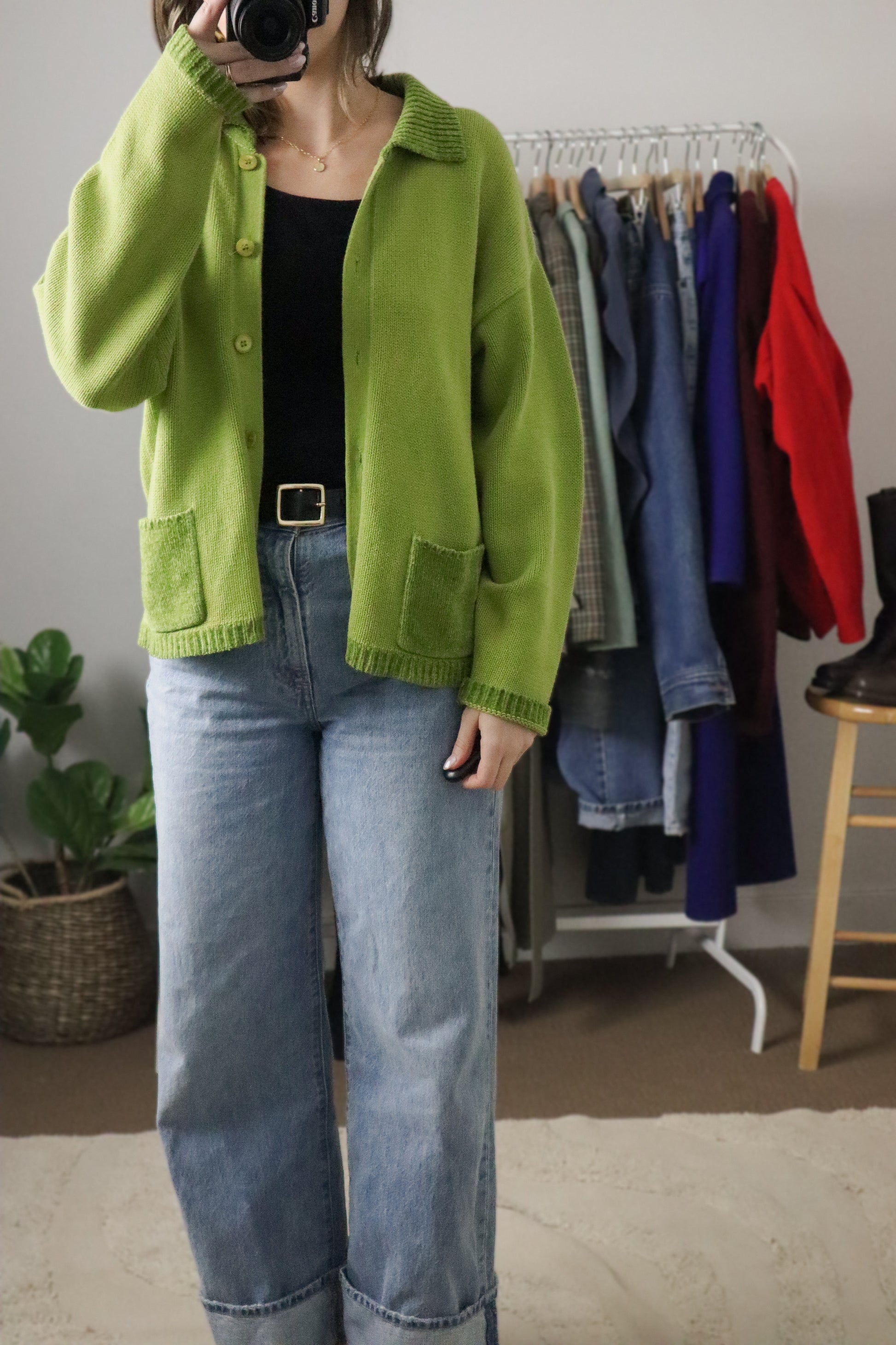 Vintage x Collared Cardigan (S/M)