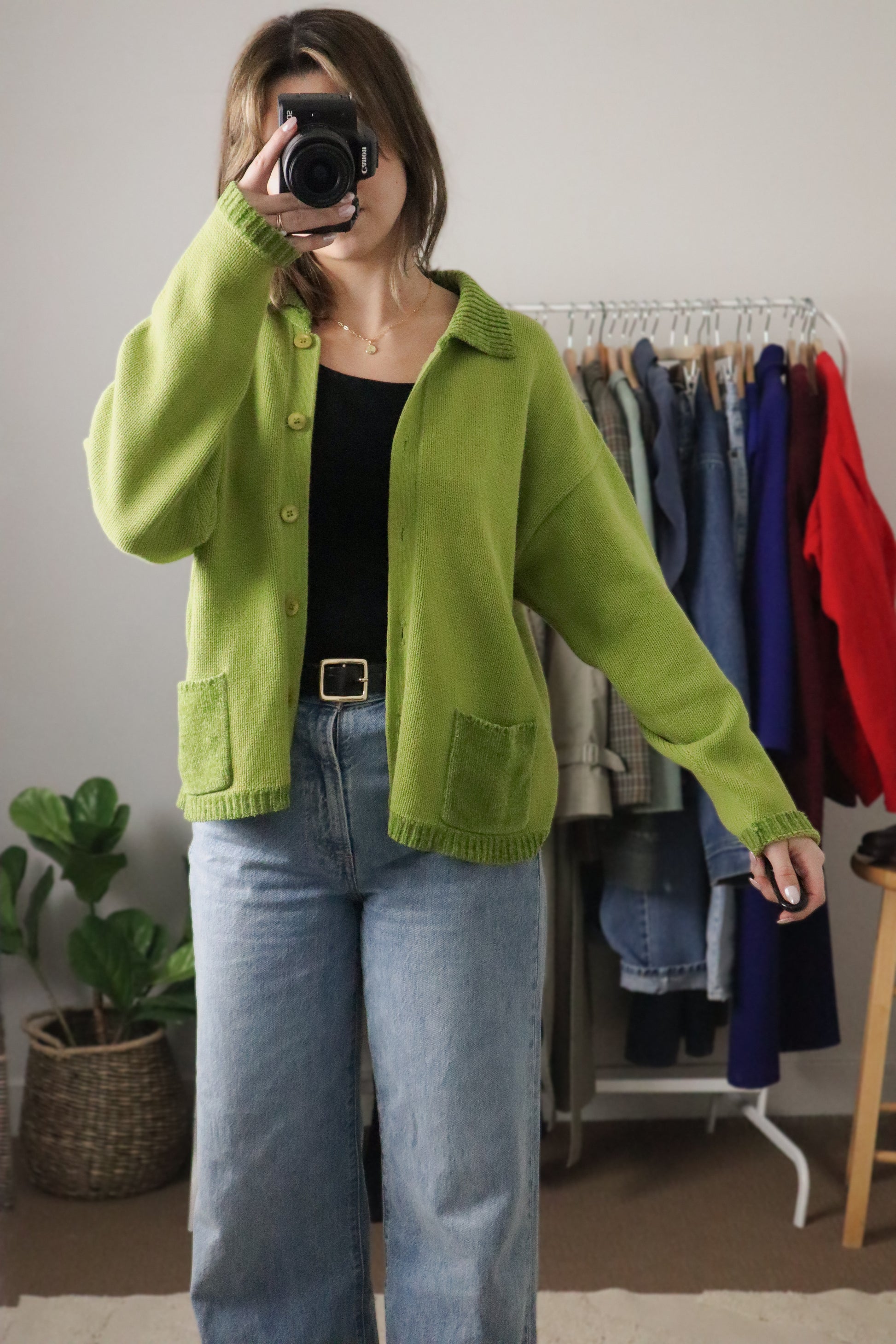 Vintage x Collared Cardigan (S/M)