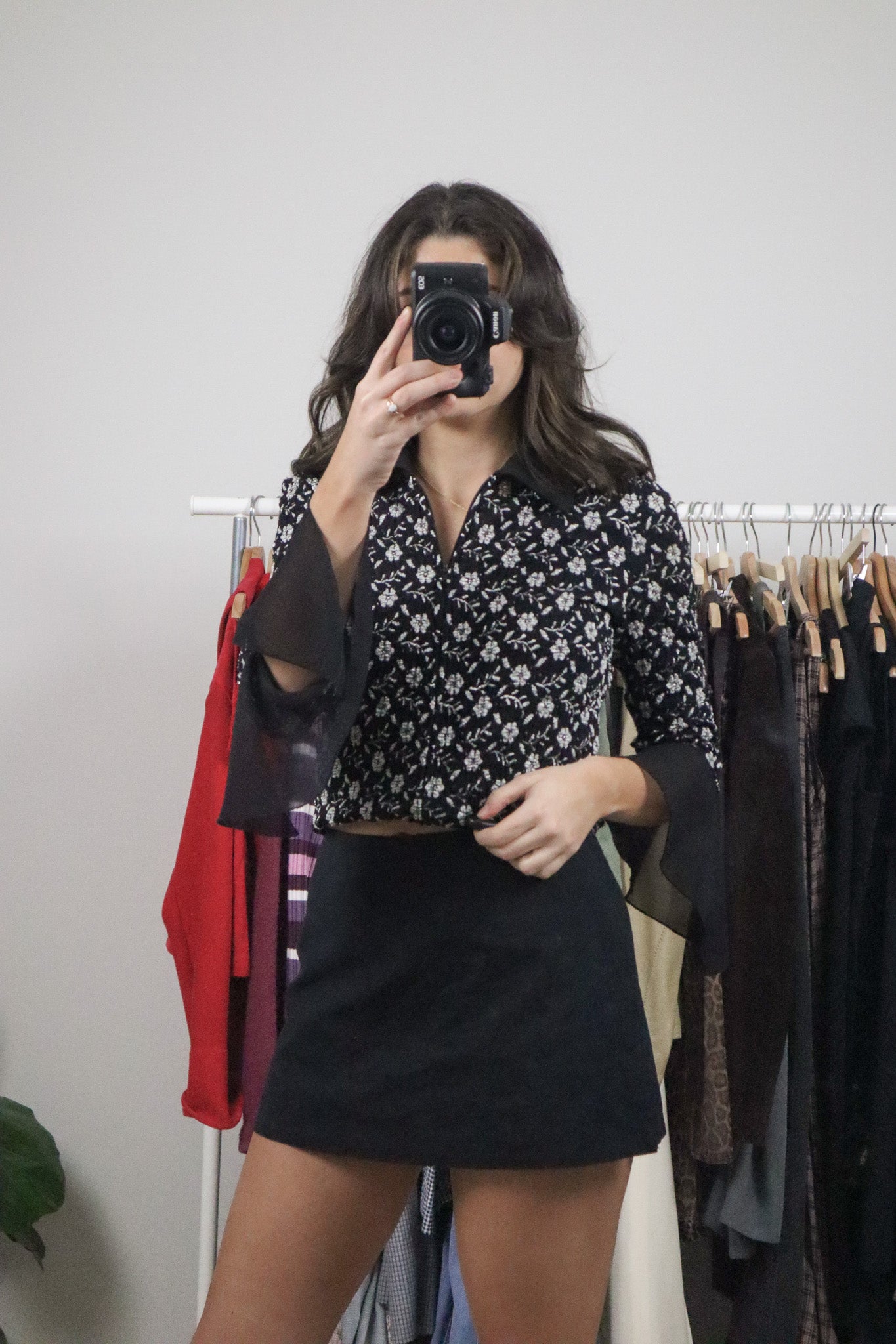 Vintage x Zip-Up Lace Collar Blouse (S)