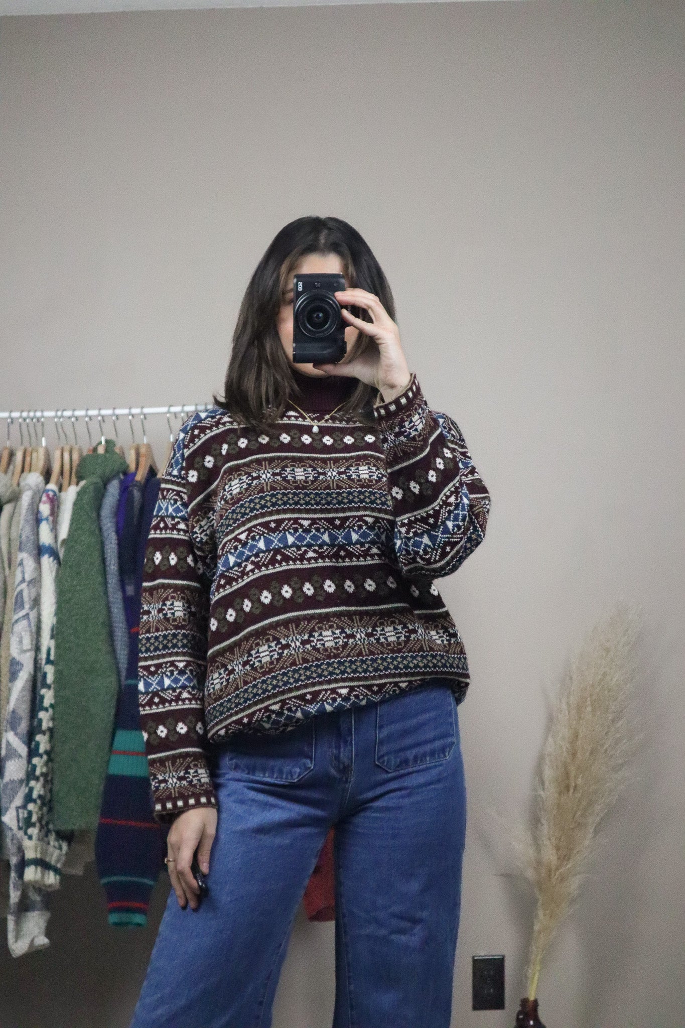 Made in Canada x Vintage x Patterned Turtle-Neck (L)