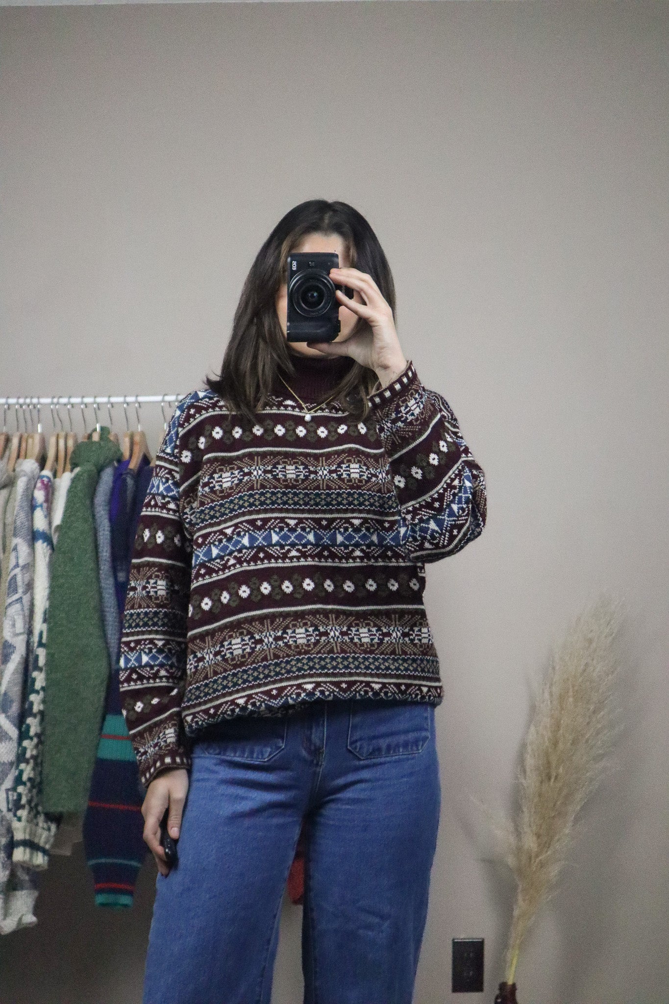 Made in Canada x Vintage x Patterned Turtle-Neck (L)