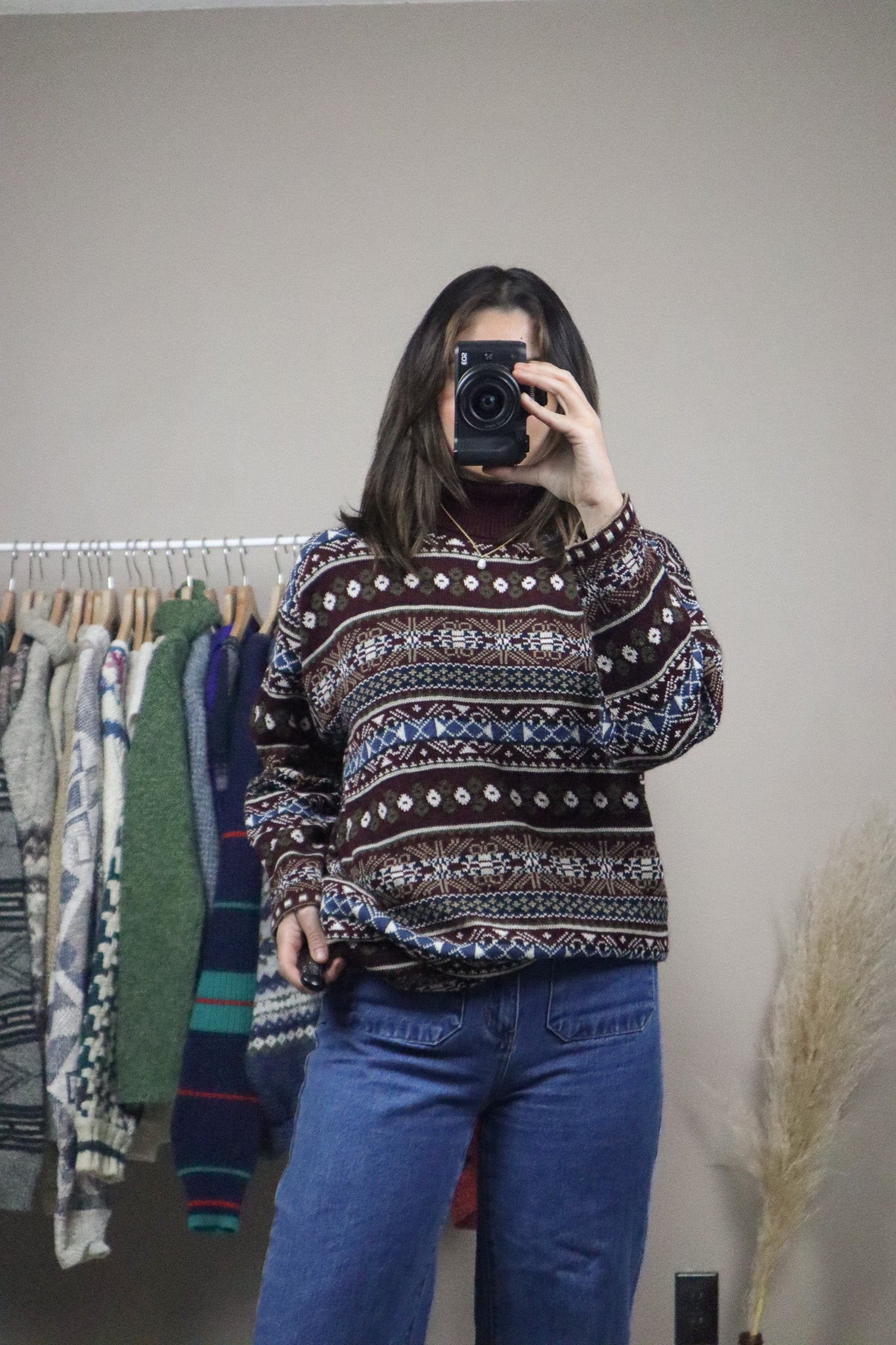 Made in Canada x Vintage x Patterned Turtle-Neck (L)