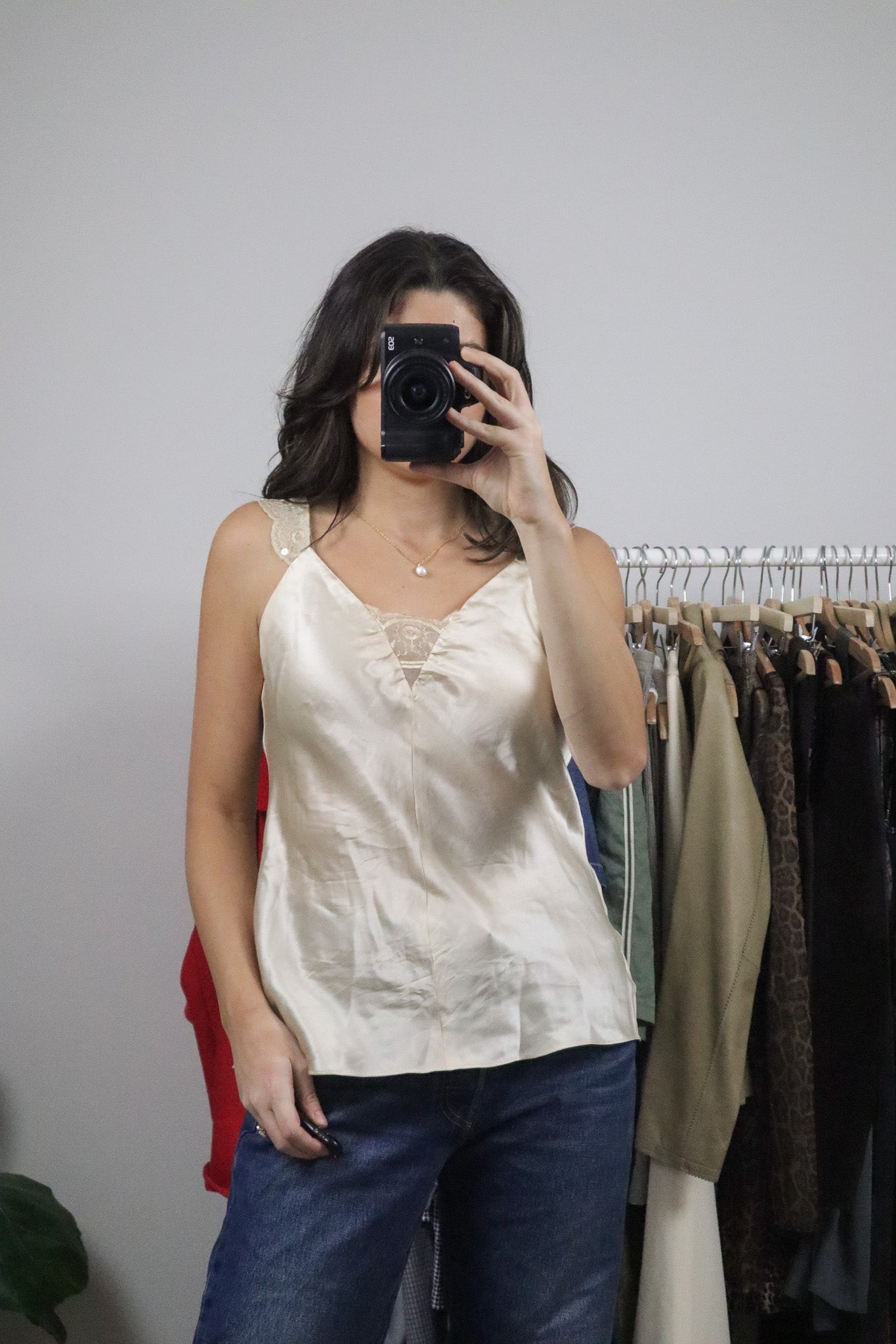 Vintage x Sequence Strap Silk Tank (M)