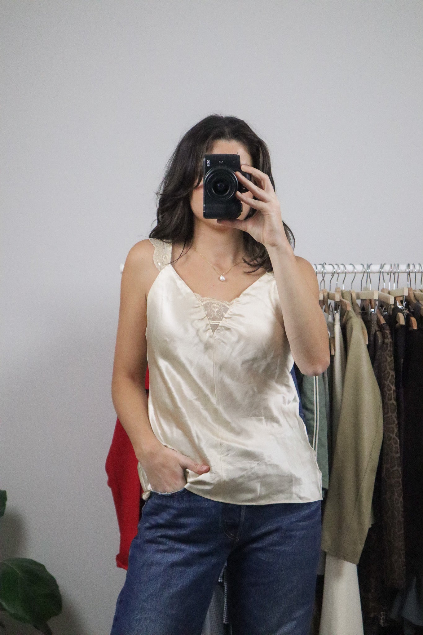 Vintage x Sequence Strap Silk Tank (M)