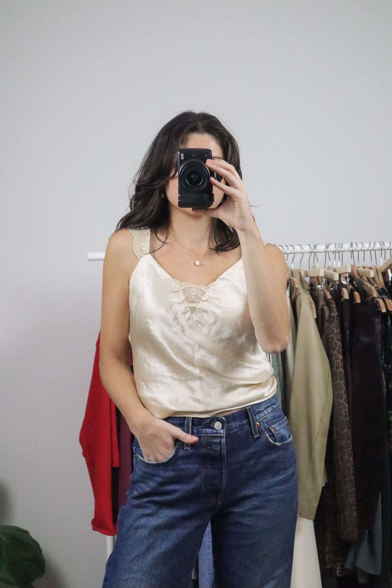 Vintage x Sequence Strap Silk Tank (M)