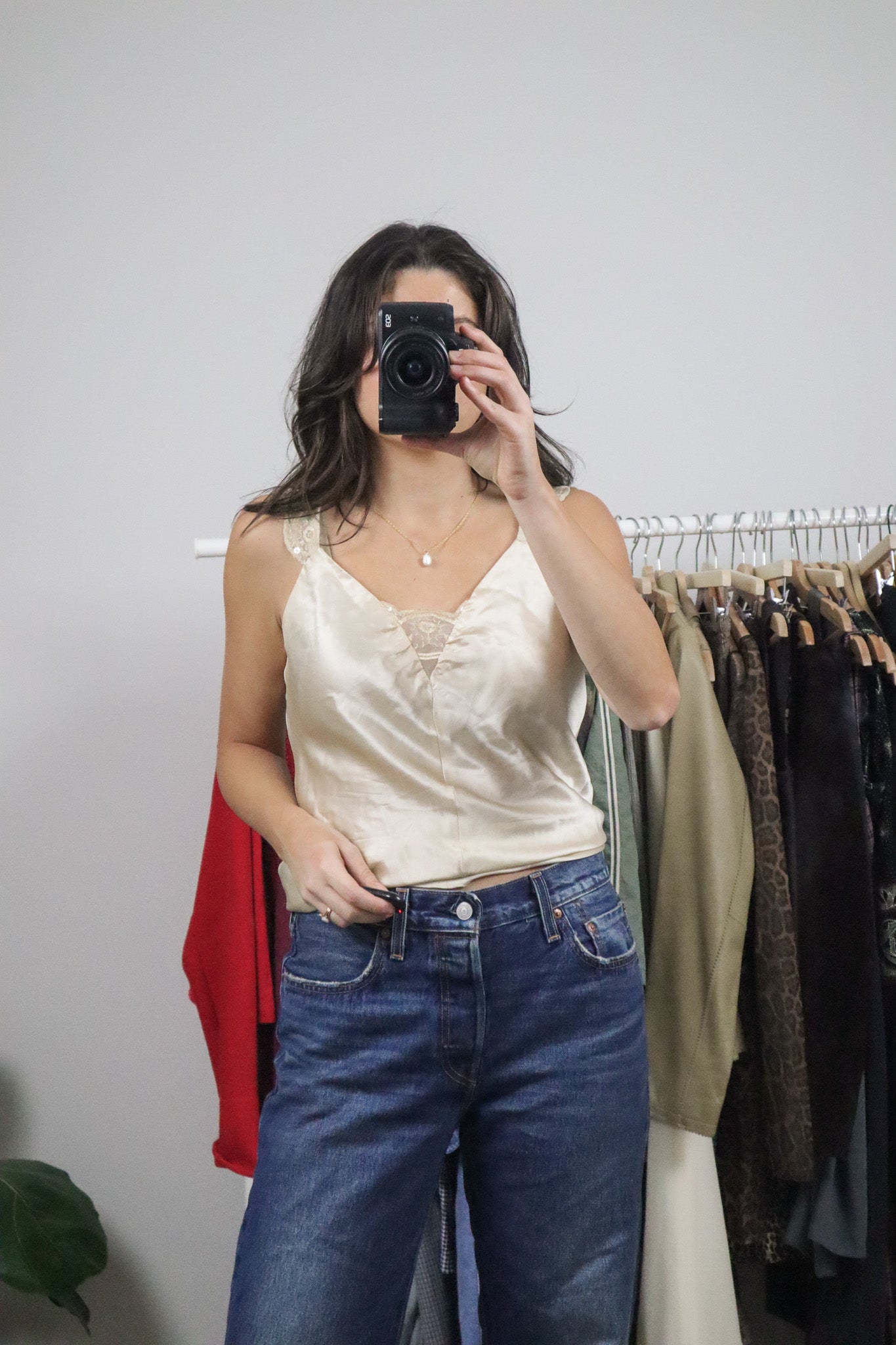 Vintage x Sequence Strap Silk Tank (M)