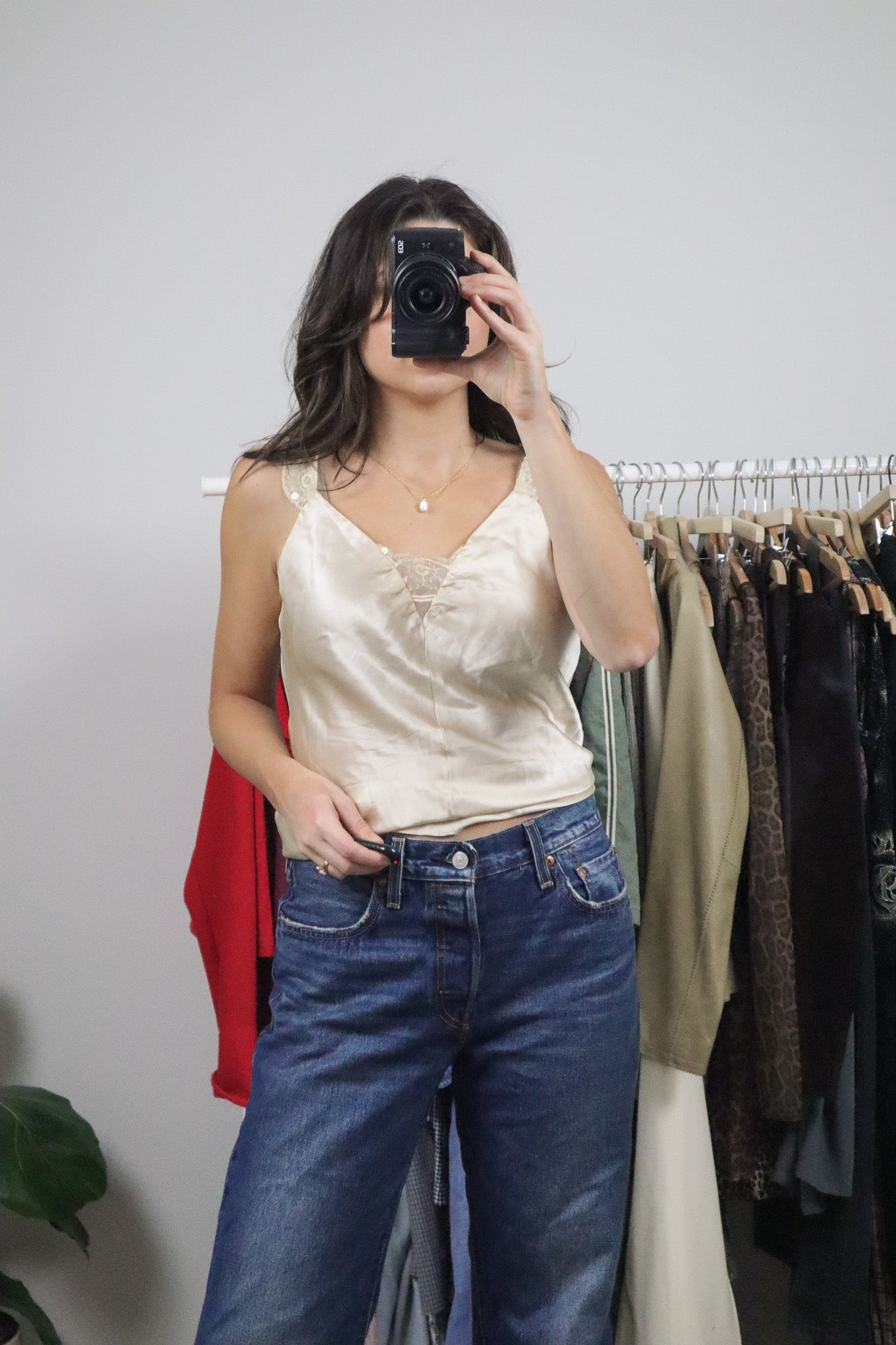 Vintage x Sequence Strap Silk Tank (M)