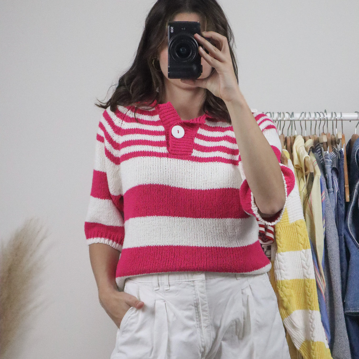 Made in Singapore x Vintage x Striped Short-Sleeve Knit (S/M)