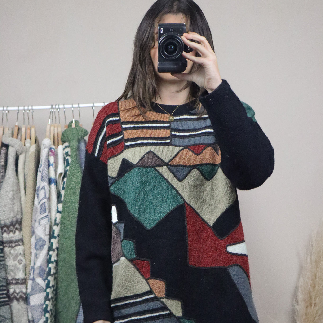 Vintage x Wool Blend Patterned Knit (M/L)