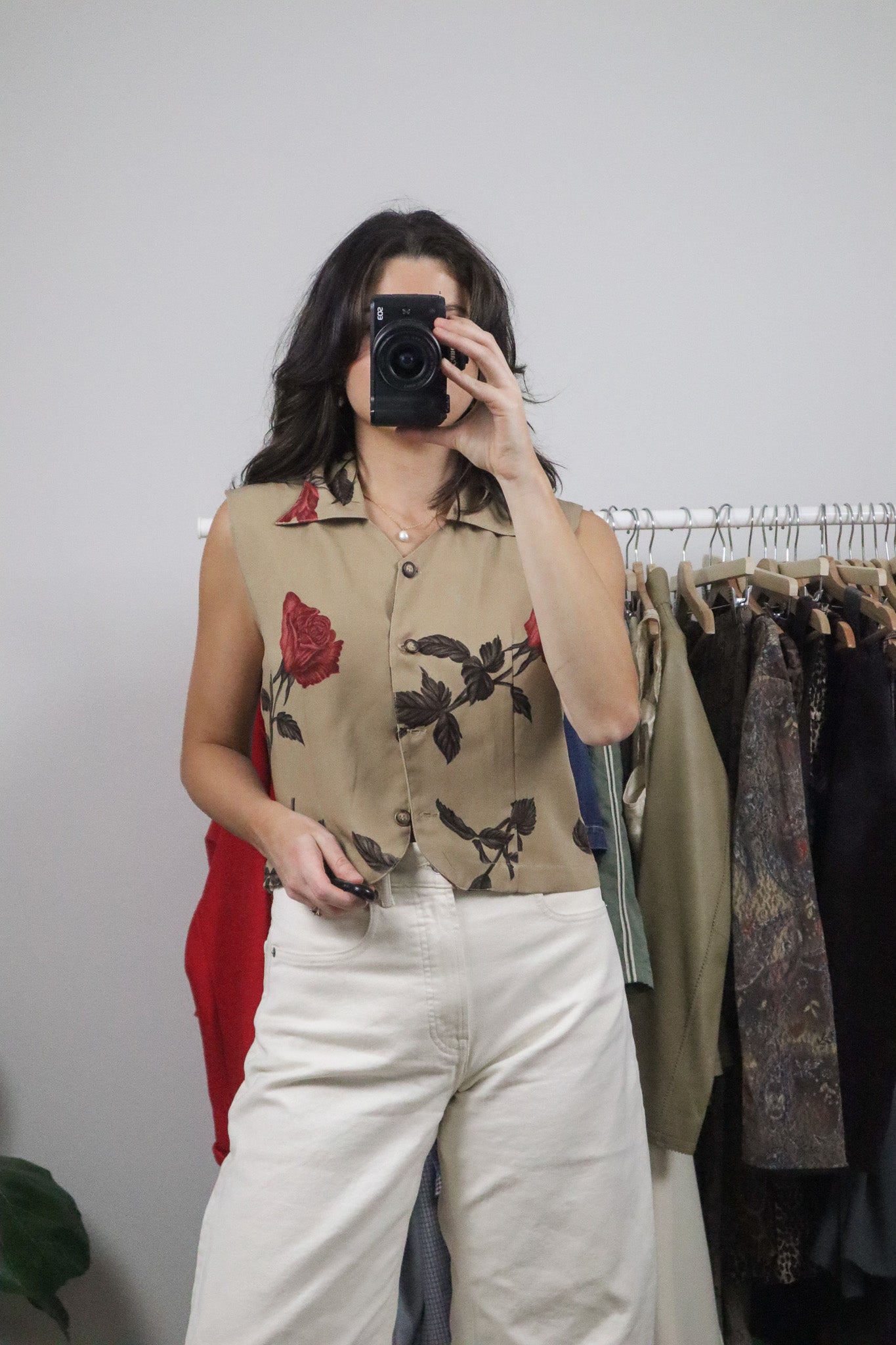 Vintage x Cropped Flower Blouse (M)