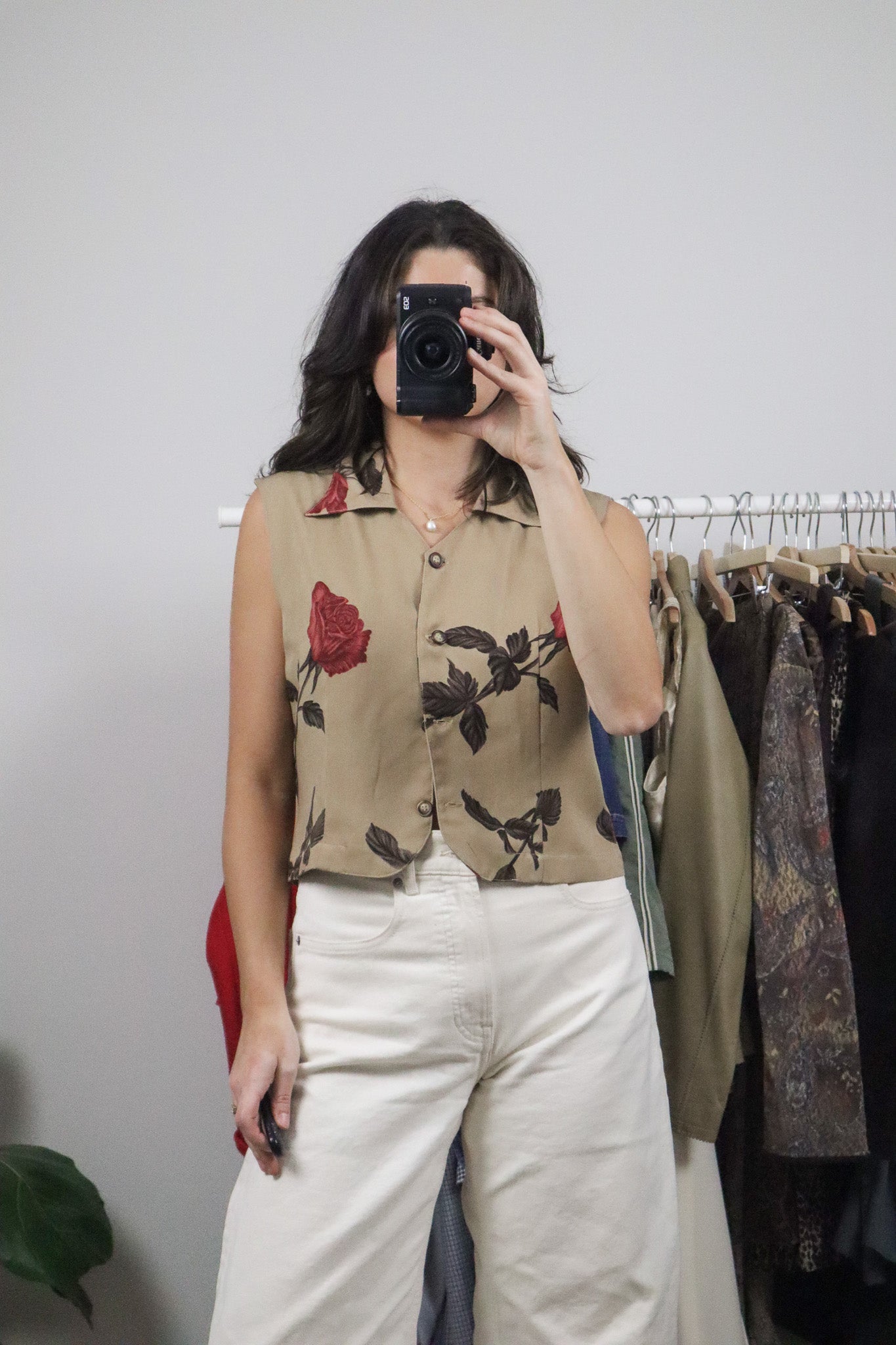 Vintage x Cropped Flower Blouse (M)