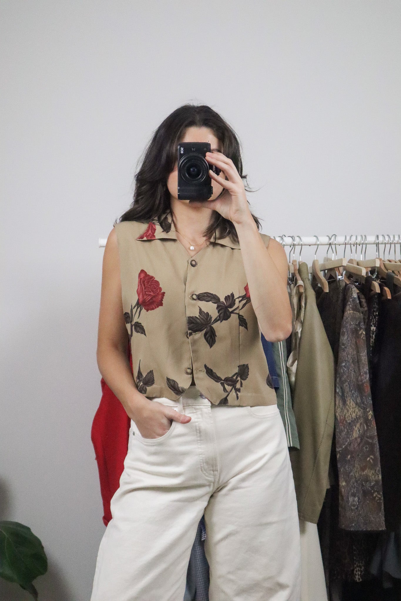 Vintage x Cropped Flower Blouse (M)