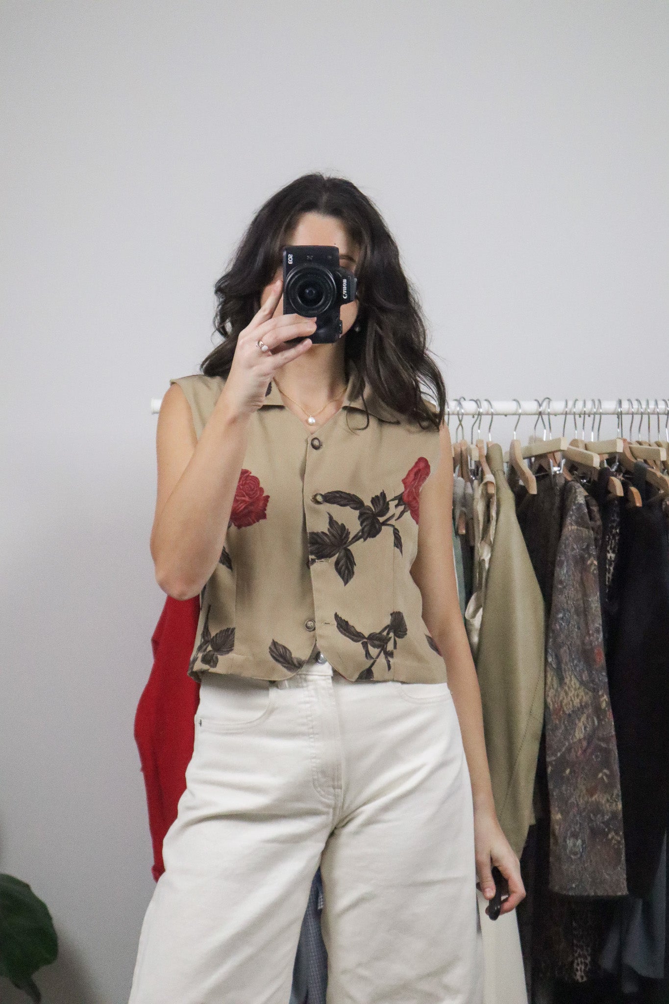 Vintage x Cropped Flower Blouse (M)