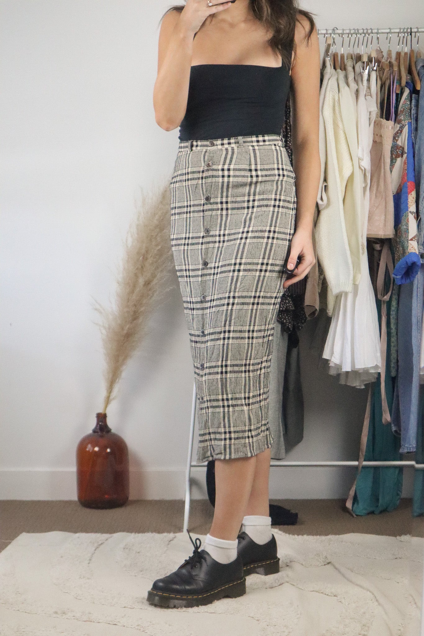 Vintage x Plaid Midi Skirt (8)