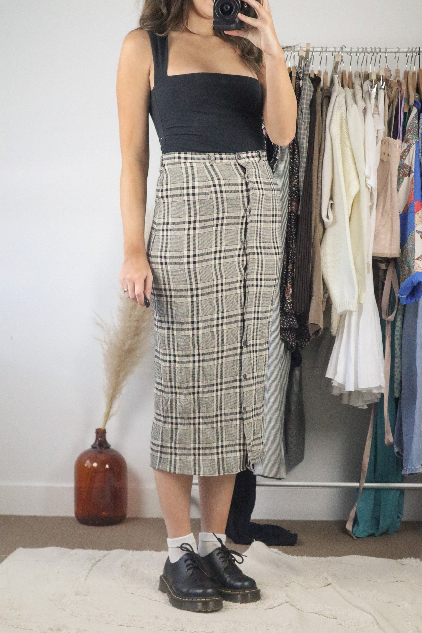 Vintage x Plaid Midi Skirt (8)