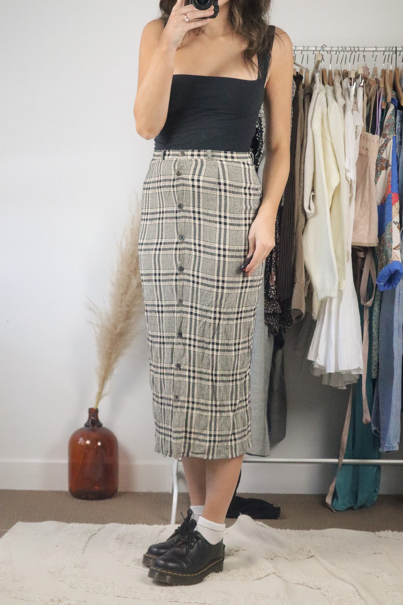Vintage x Plaid Midi Skirt (8)