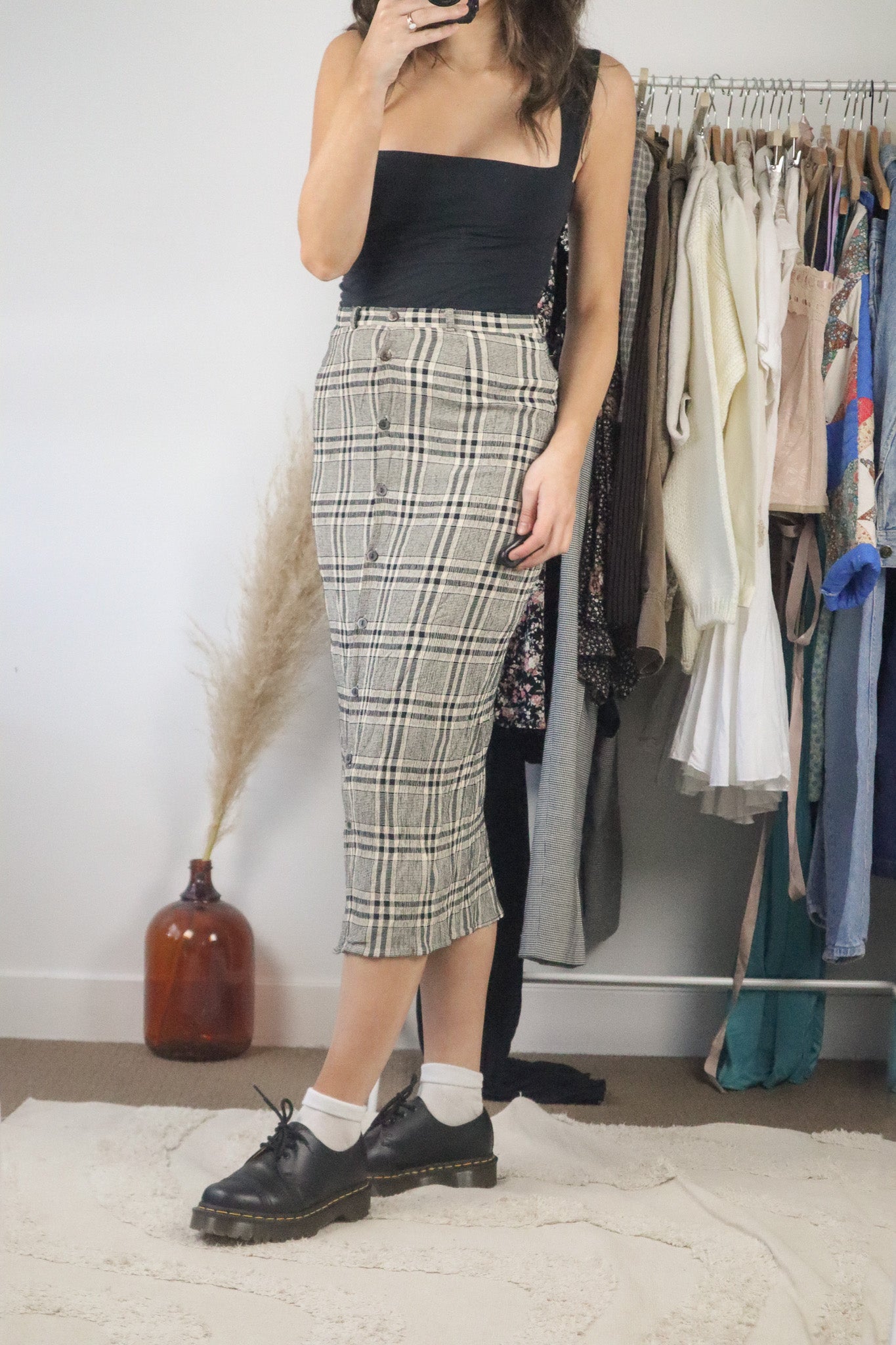 Vintage x Plaid Midi Skirt (8)