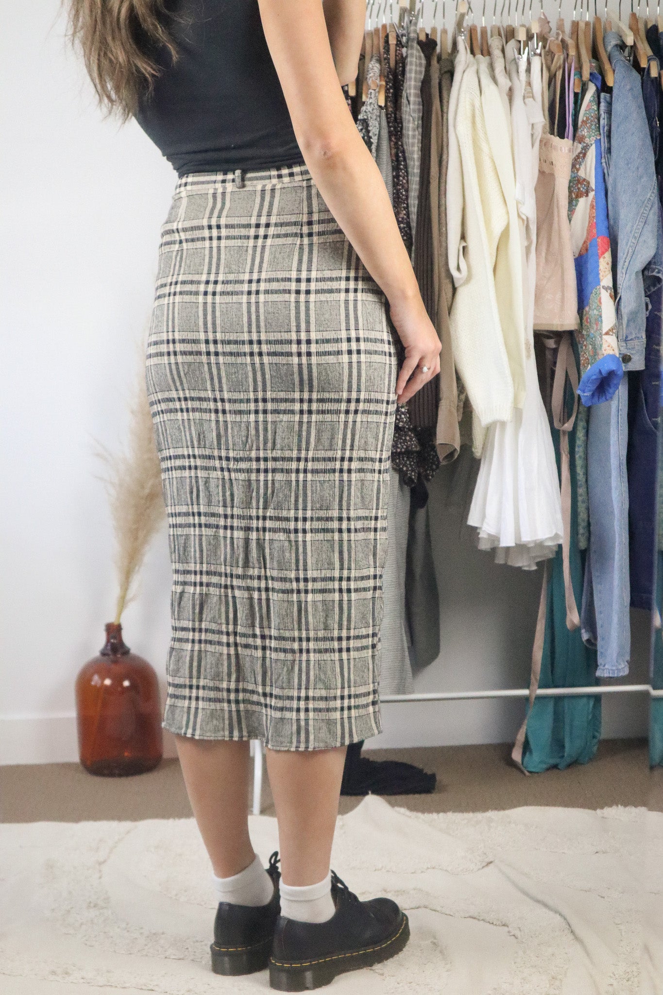 Vintage x Plaid Midi Skirt (8)