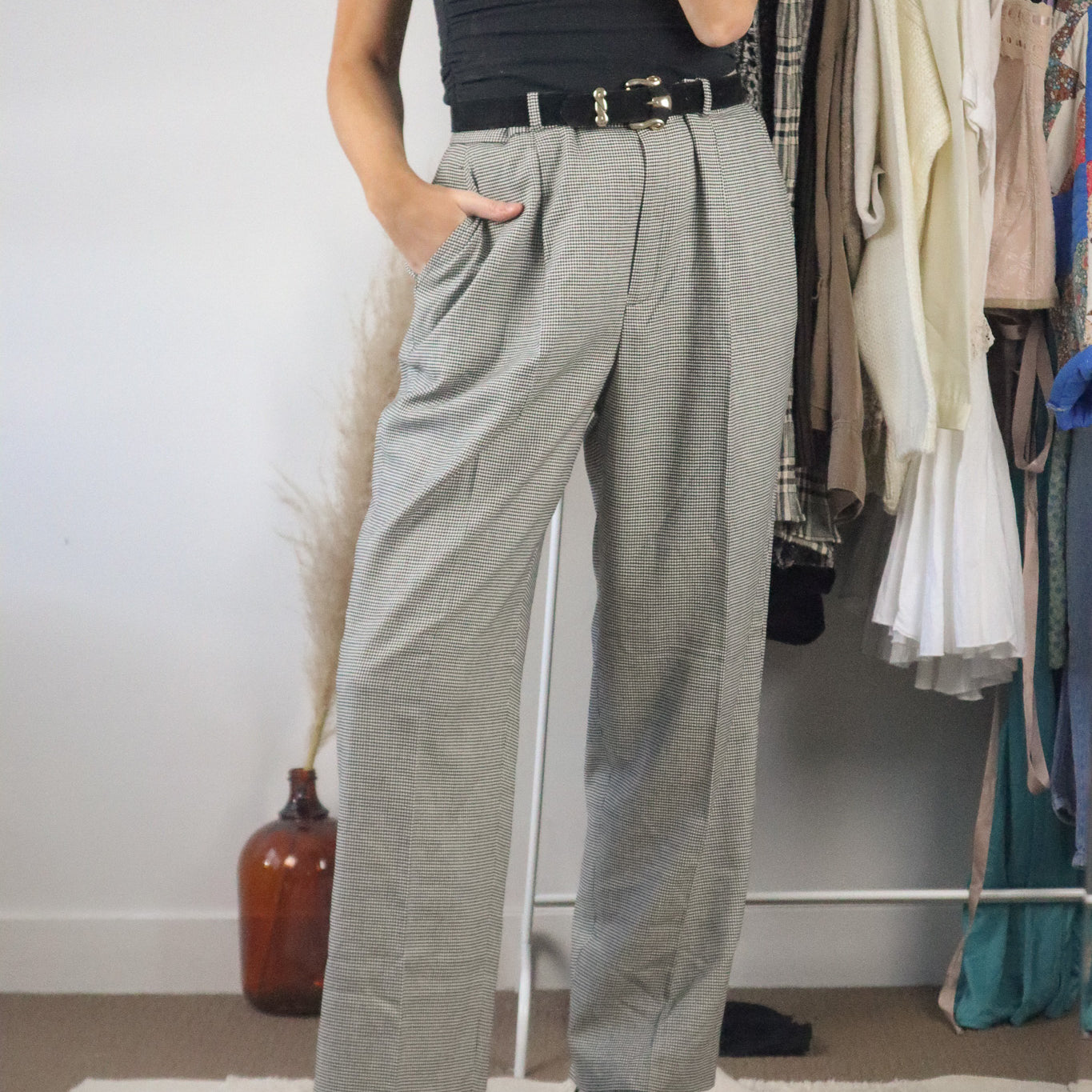 Vintage x Wool Blend Houndstooth Trousers (14)