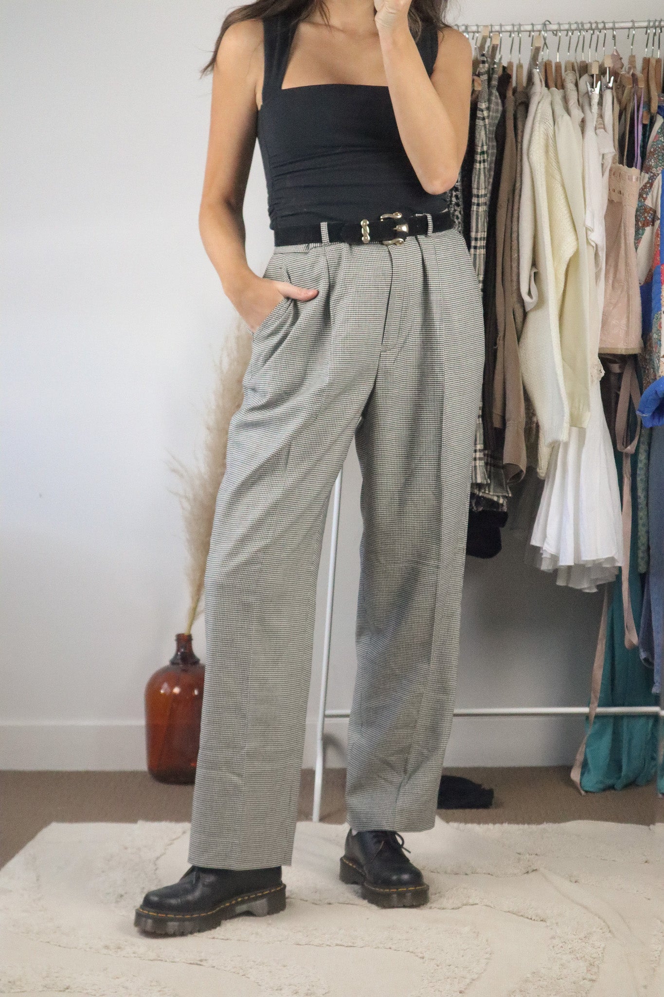 Vintage x Wool Blend Houndstooth Trousers (14)