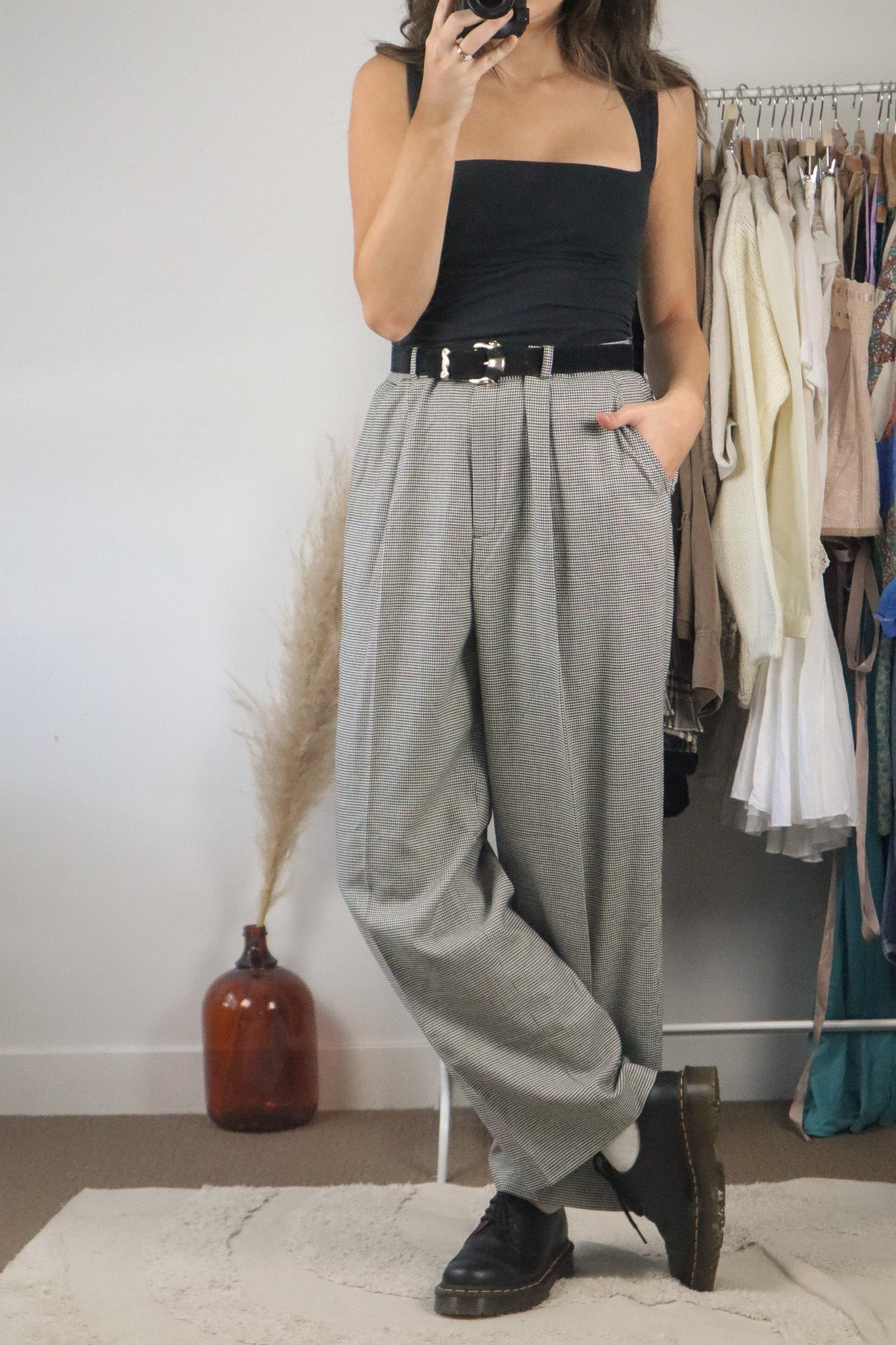 Vintage x Wool Blend Houndstooth Trousers (14)