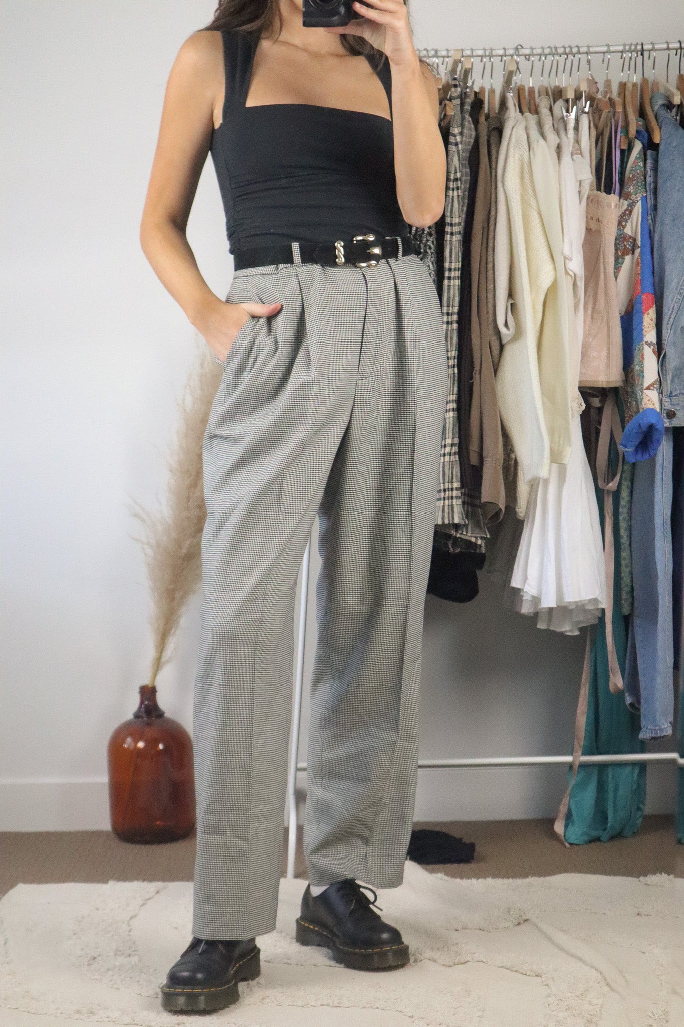 Vintage x Wool Blend Houndstooth Trousers (14)