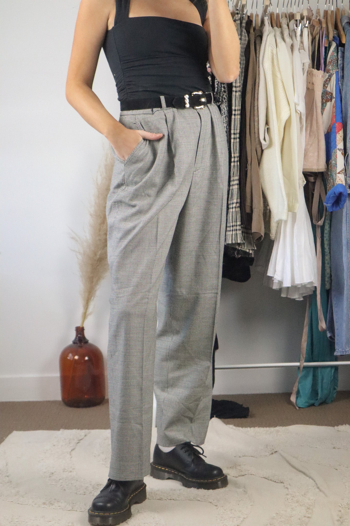 Vintage x Wool Blend Houndstooth Trousers (14)