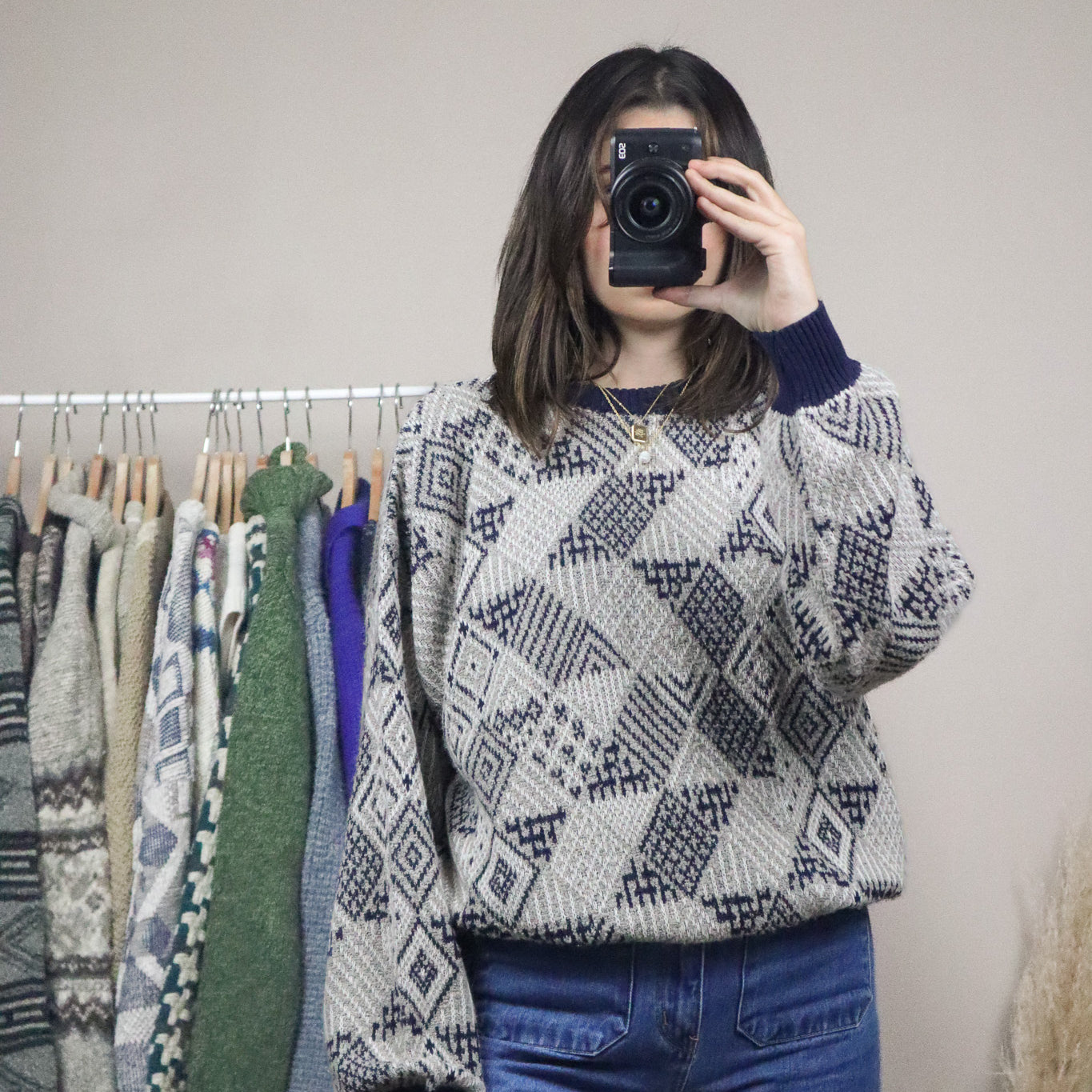 Made in Italy x Vintage x Patterned Knit (M)