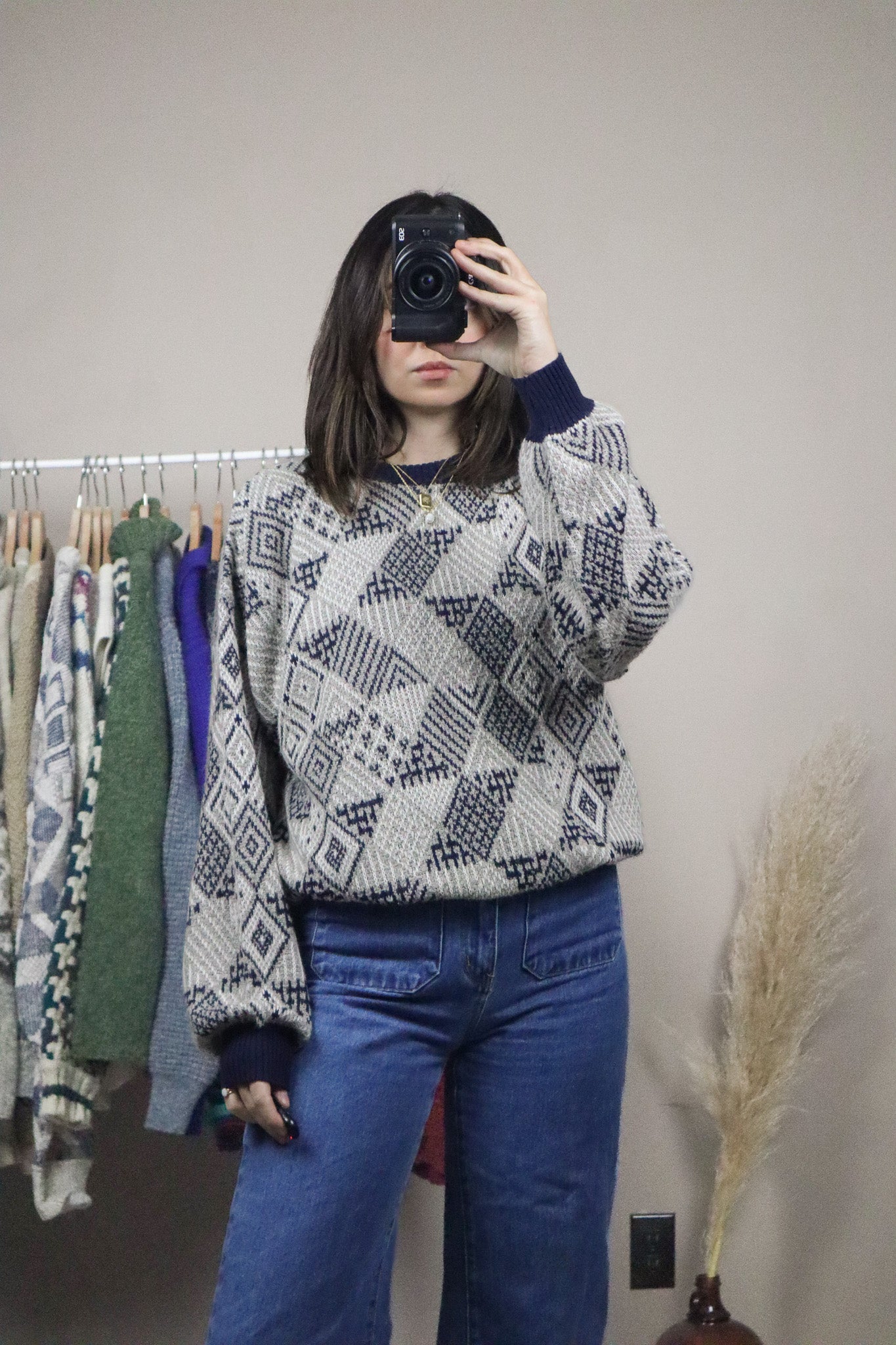 Made in Italy x Vintage x Patterned Knit (M)