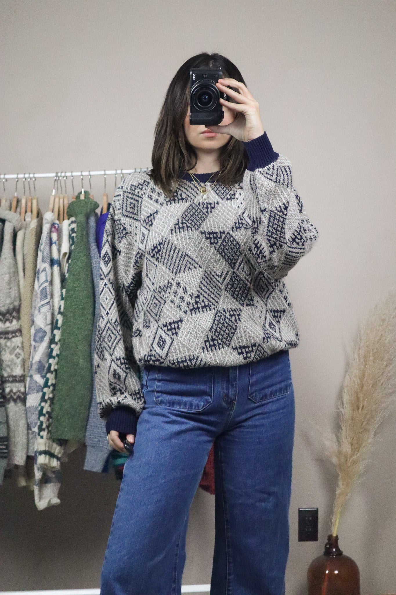 Made in Italy x Vintage x Patterned Knit (M)