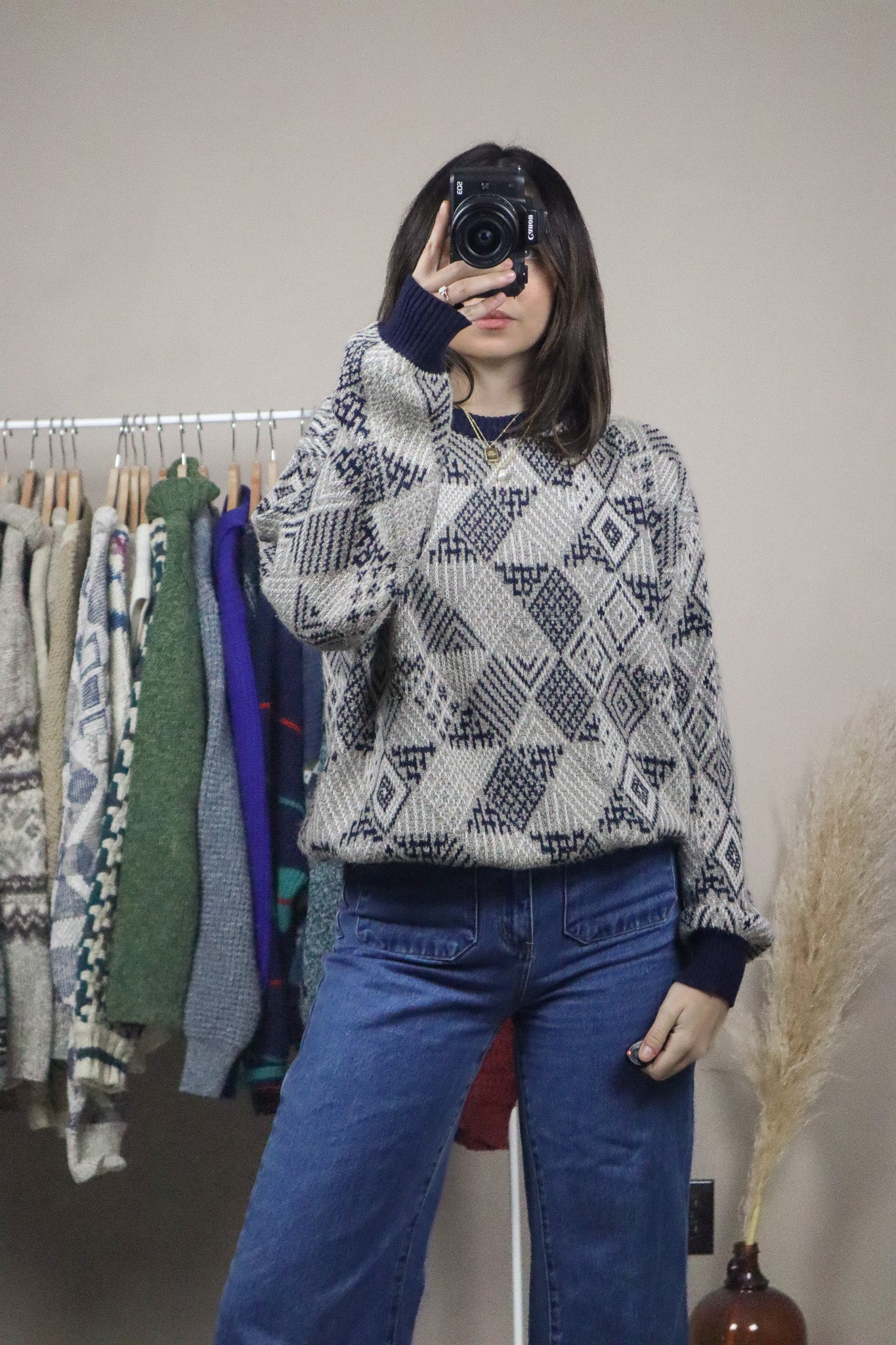 Made in Italy x Vintage x Patterned Knit (M)
