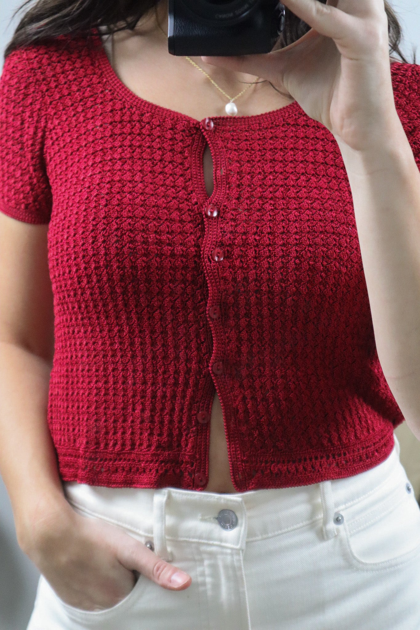 Vintage x Crochet Cropped Top (S-M)