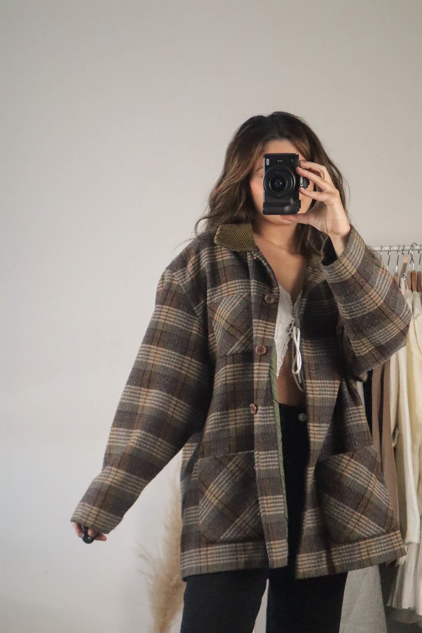 Vintage x Wool Blend Plaid Jacket (L)