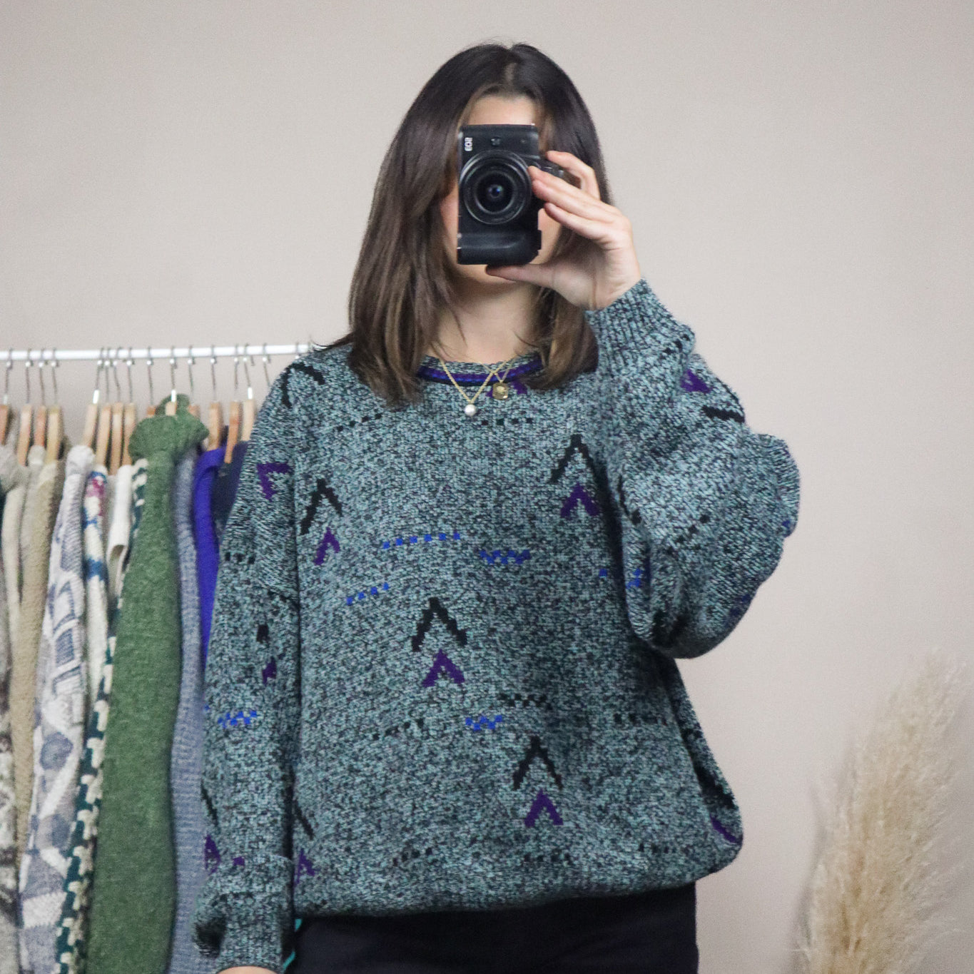 Made in Canada x Vintage x Wool Blend Patterned Knit (L)
