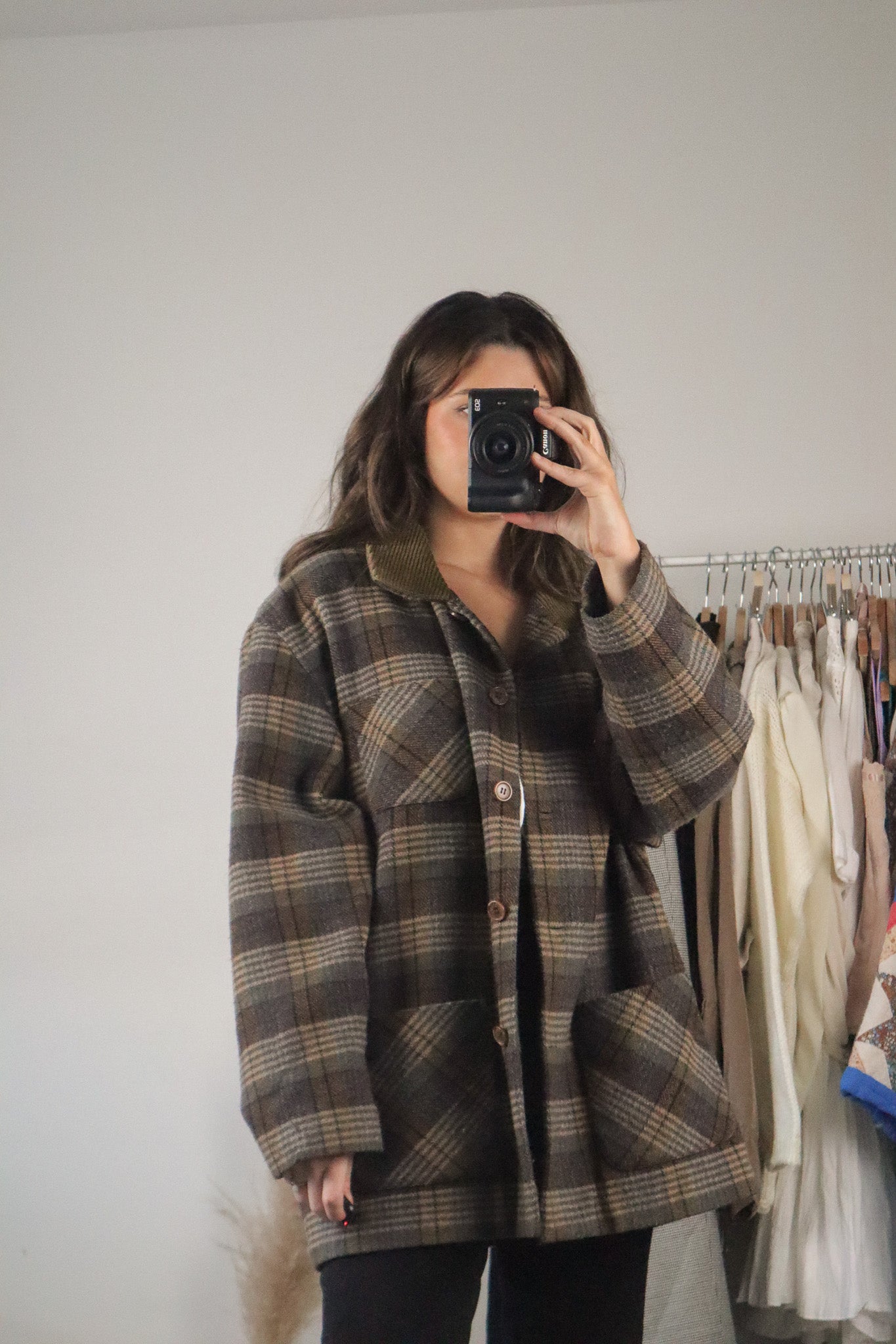 Vintage x Wool Blend Plaid Jacket (L)