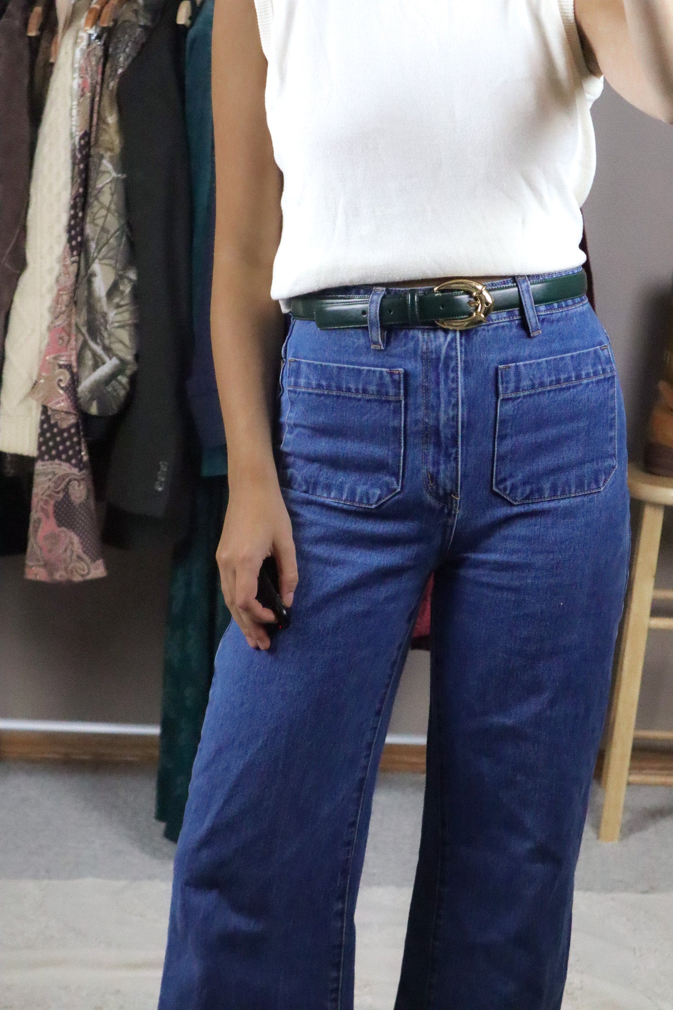 Vintage x Leather Emerald Green Belt (M)