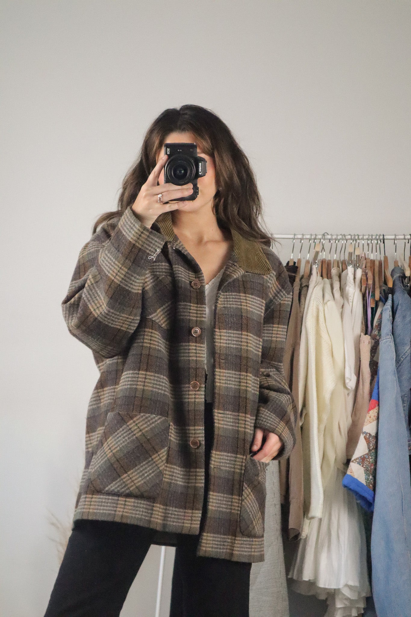 Vintage x Wool Blend Plaid Jacket (L)