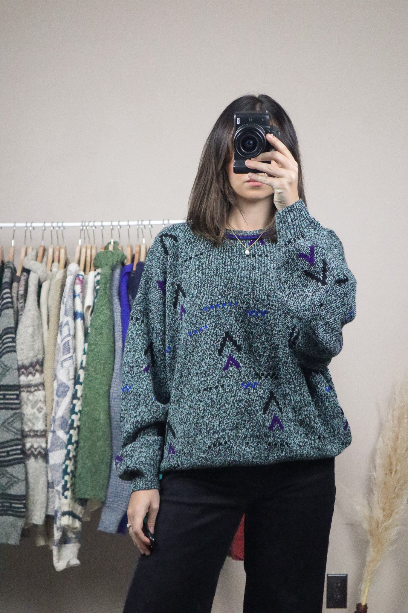 Made in Canada x Vintage x Wool Blend Patterned Knit (L)