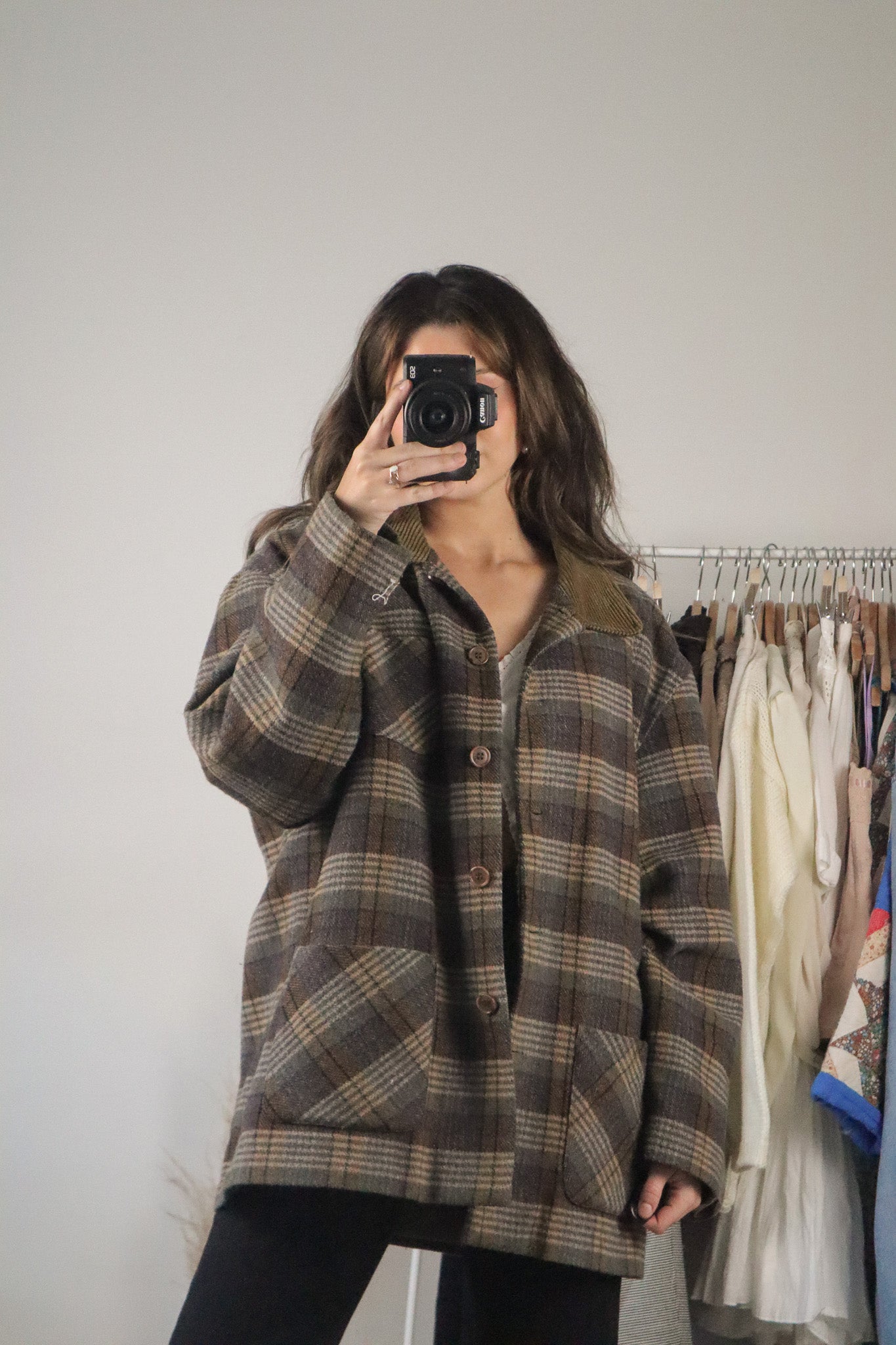 Vintage x Wool Blend Plaid Jacket (L)