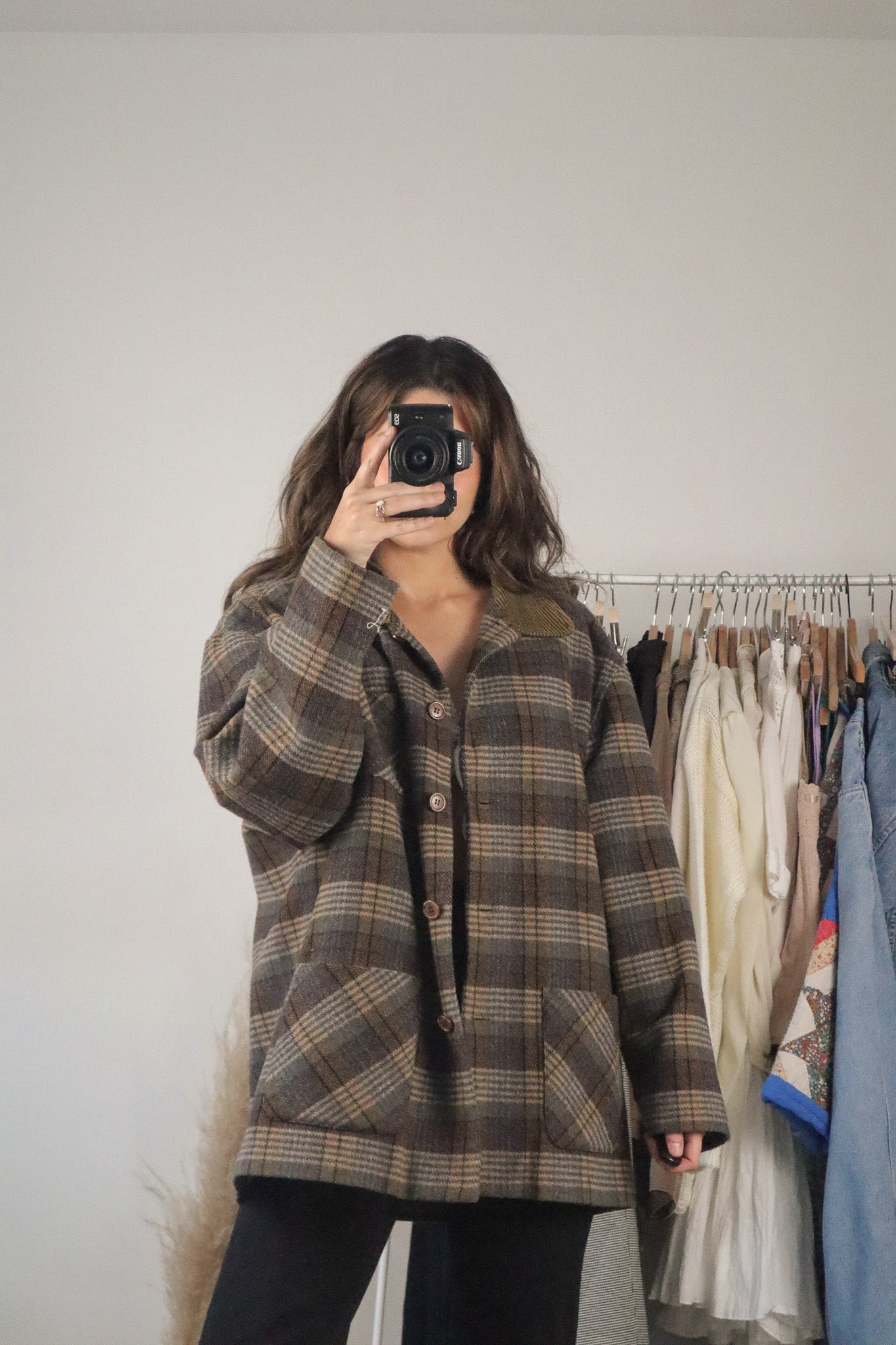 Vintage x Wool Blend Plaid Jacket (L)