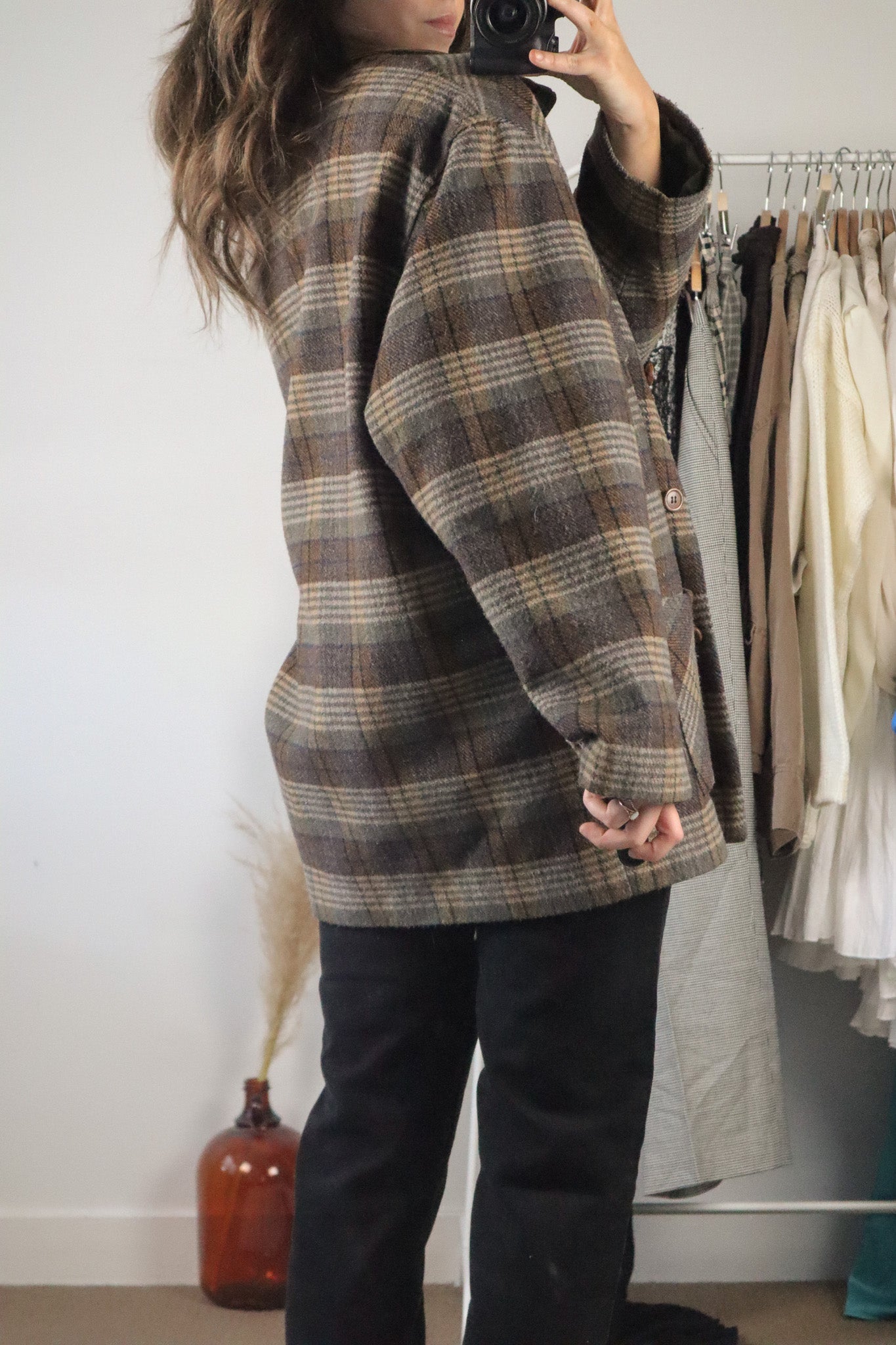 Vintage x Wool Blend Plaid Jacket (L)