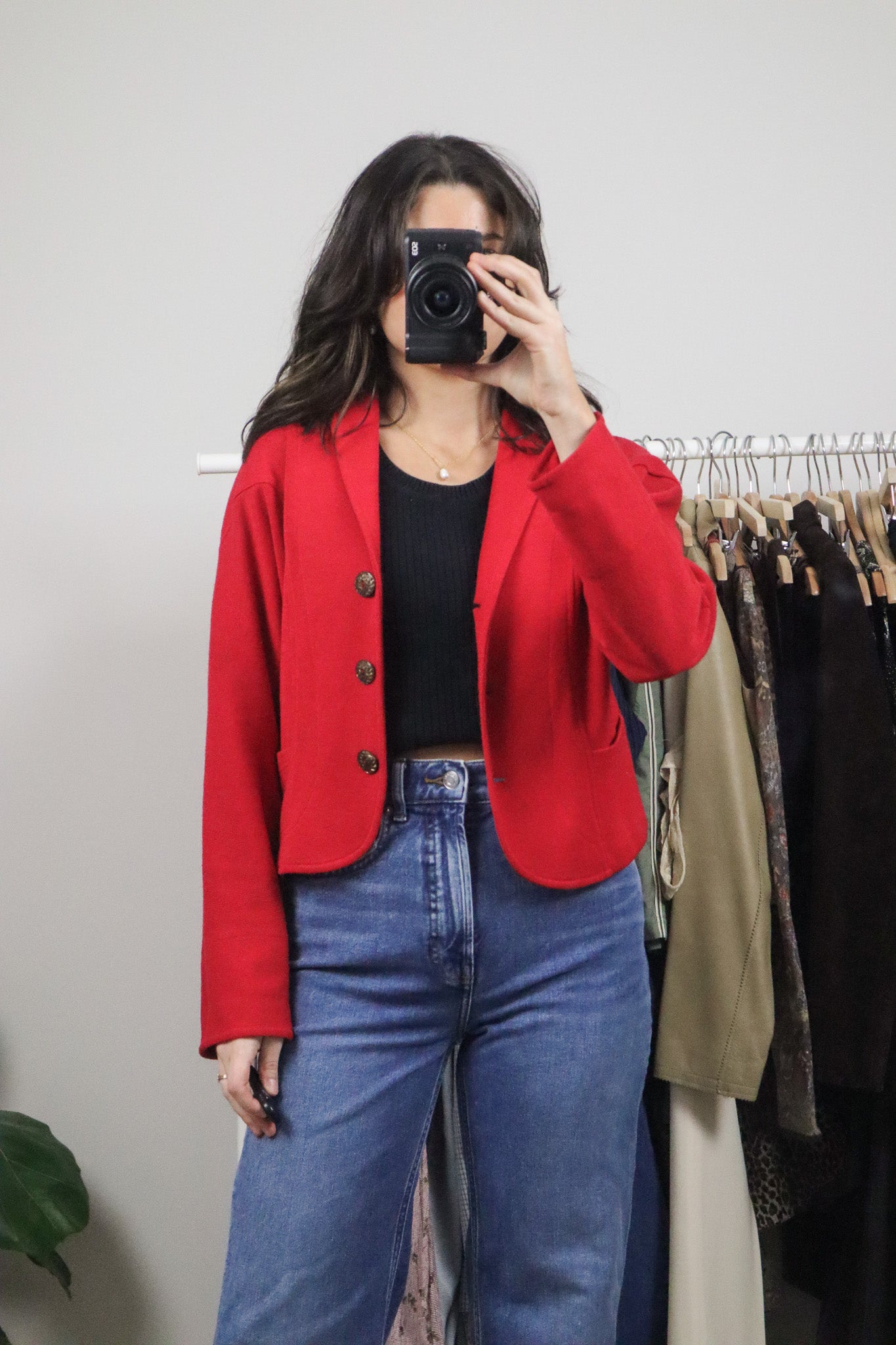 Made in Canada x Vintage x Cropped Knit Blazer (S)