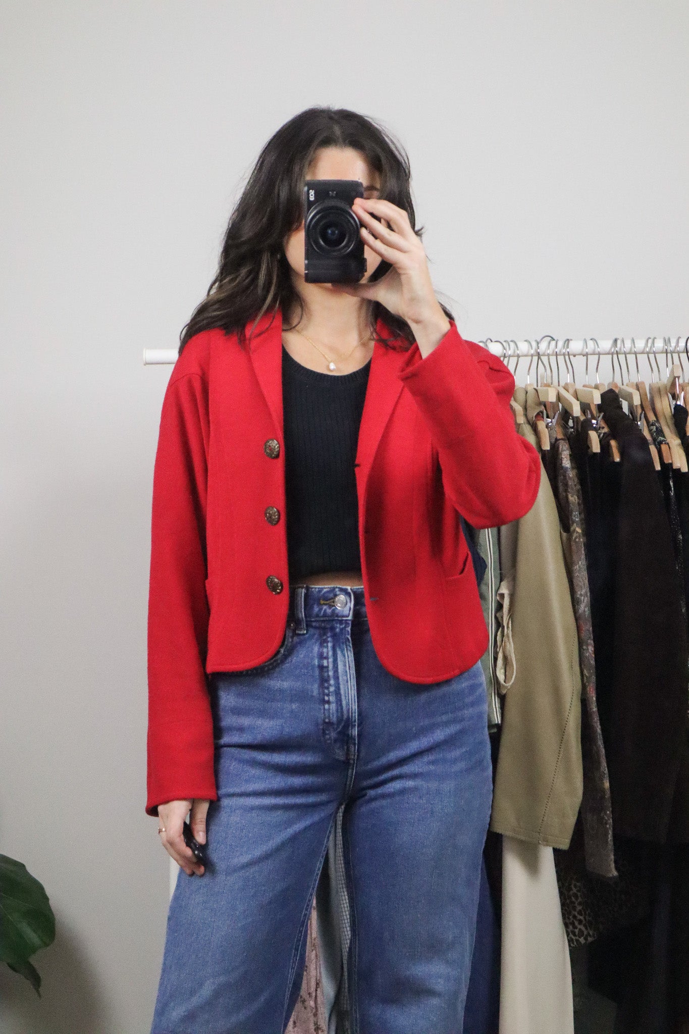 Made in Canada x Vintage x Cropped Knit Blazer (S)