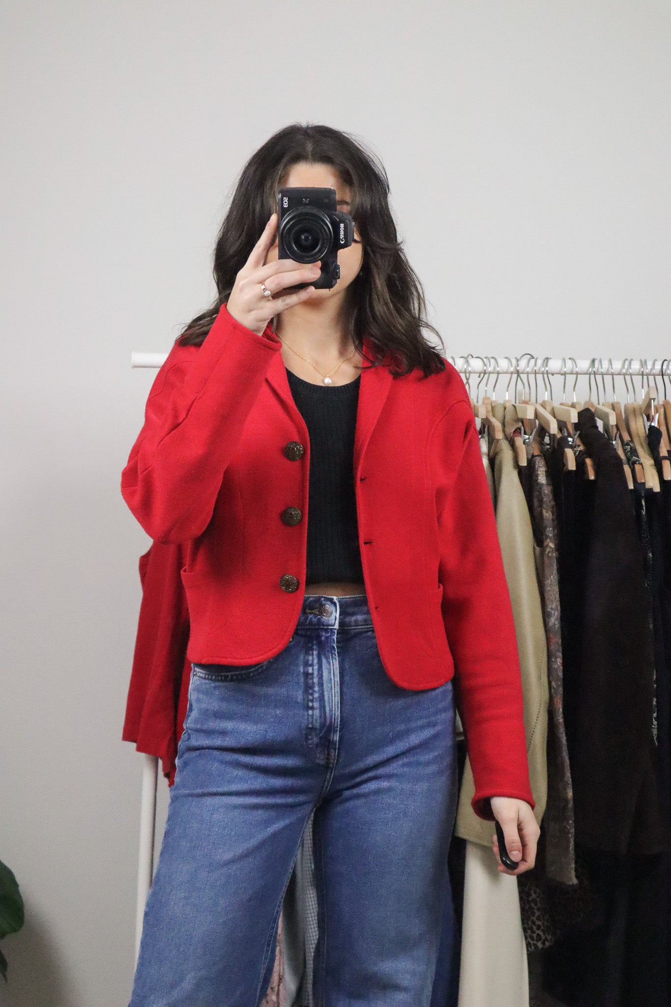 Made in Canada x Vintage x Cropped Knit Blazer (S)