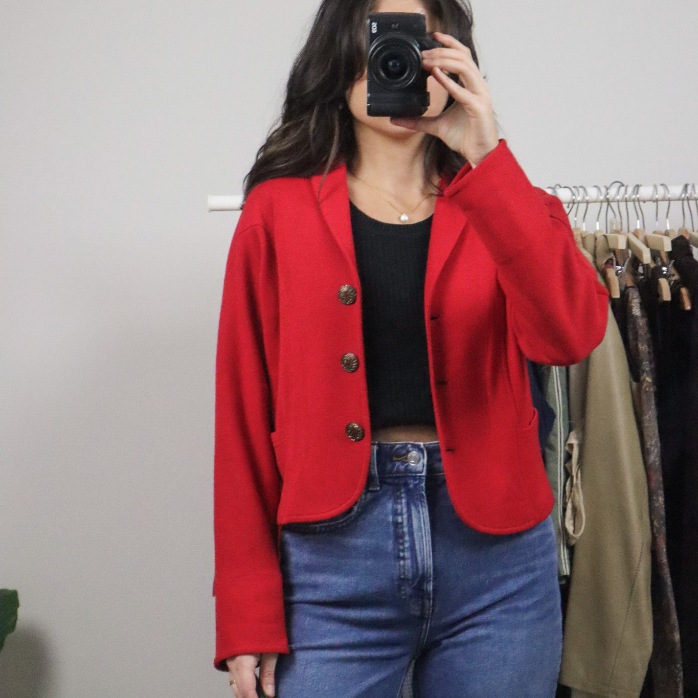 Made in Canada x Vintage x Cropped Knit Blazer (S)
