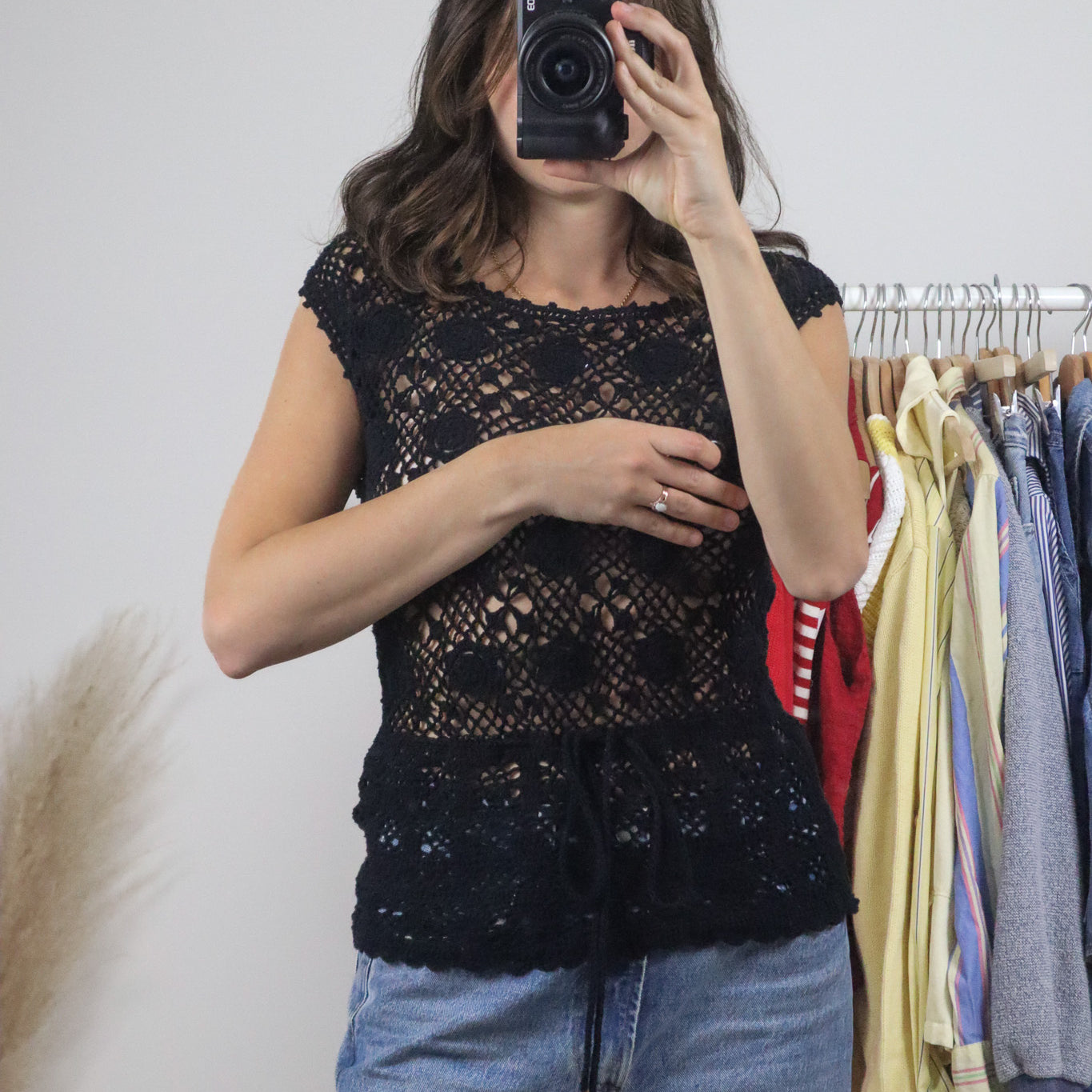 Vintage x Cotton Crochet Cinched Top (M)