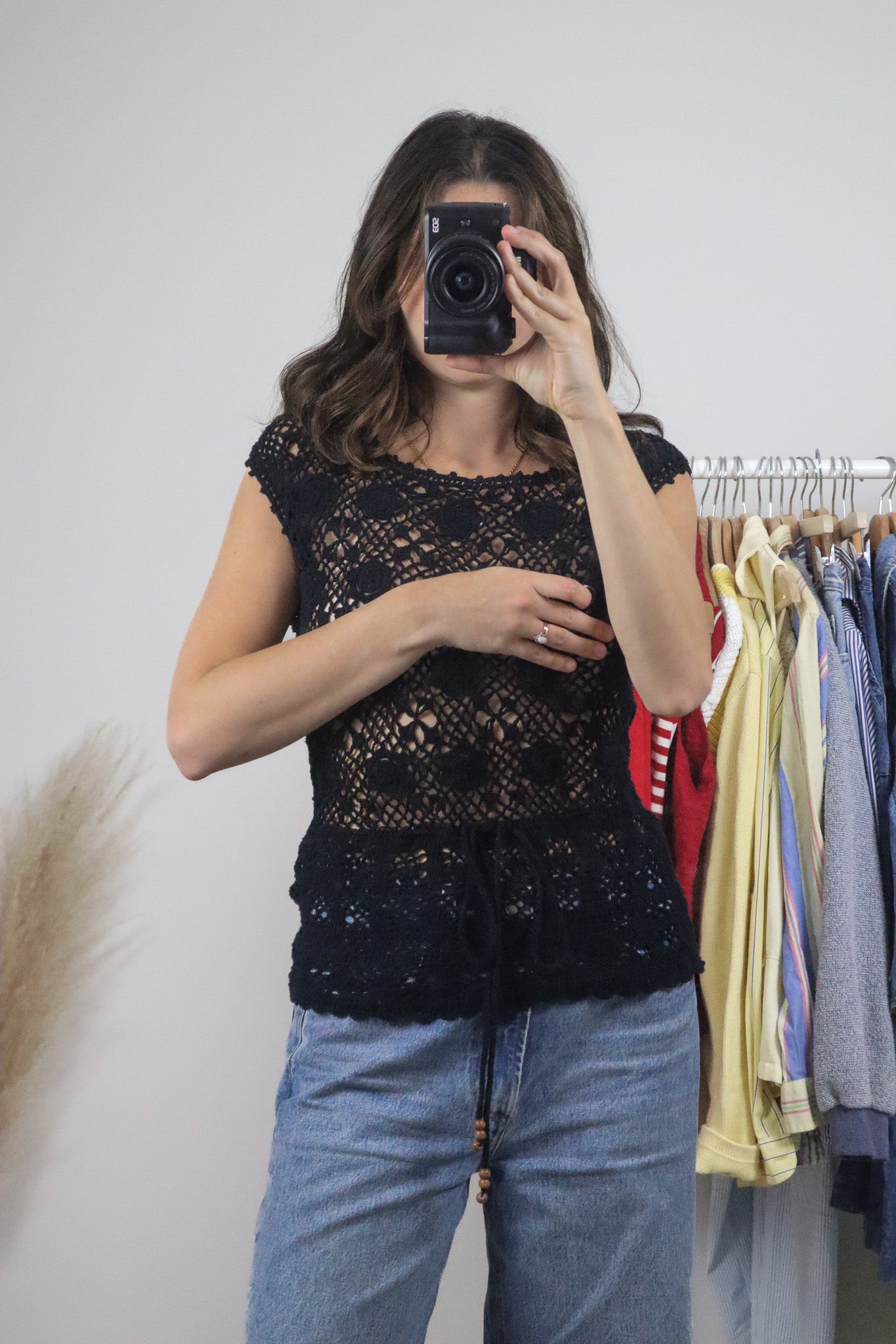 Vintage x Cotton Crochet Cinched Top (M)