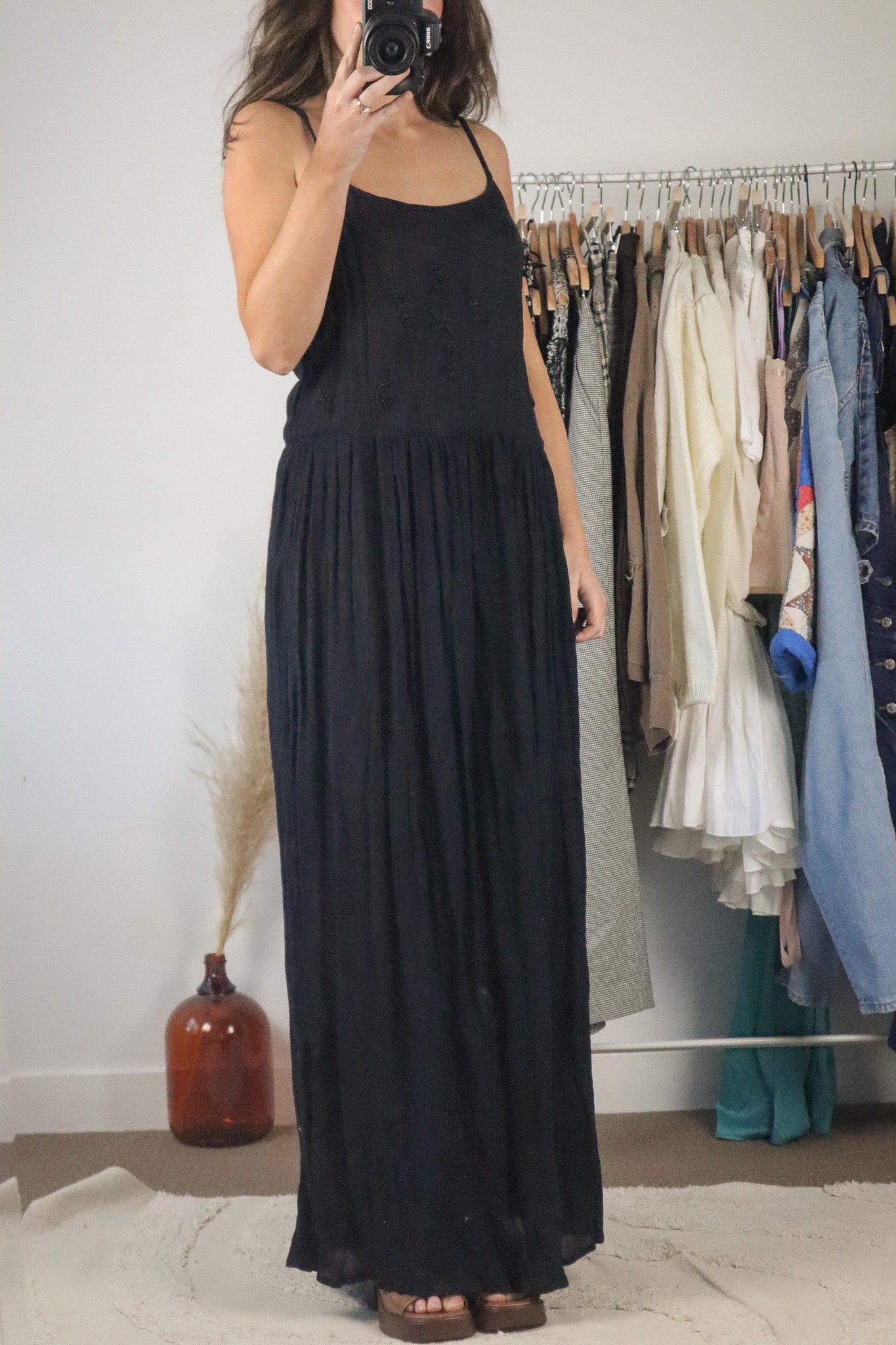 Vintage x Embroidered Maxi Dress (M)